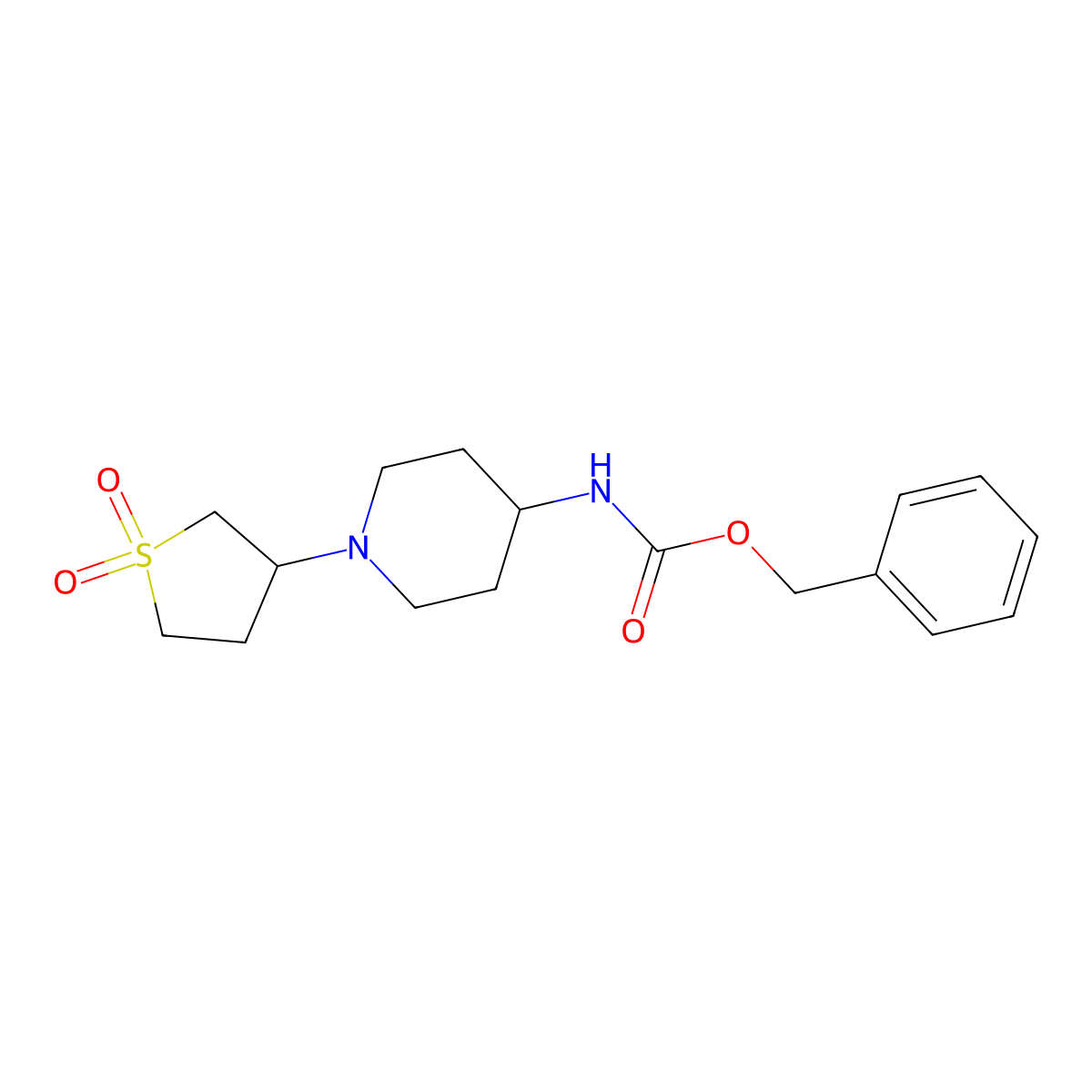 Benzyl (1-(1,1-dioxidotetrahydrothiophen-3-yl)piperidin-4-yl)carbamate molecular structure, CAS 2034335-76-5