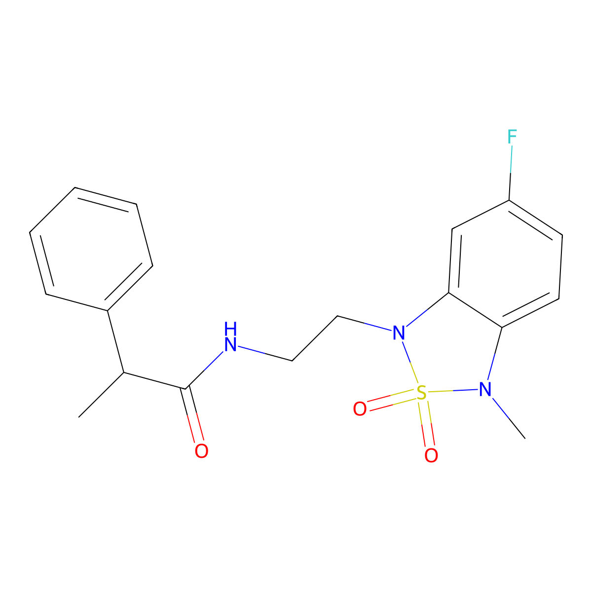 N-(2-(6-fluoro-3-methyl-2,2-dioxidobenzo[c][1,2,5]thiadiazol-1(3H)-yl)ethyl)-2-phenylpropanamide molecular structure, CAS 2034335-81-2
