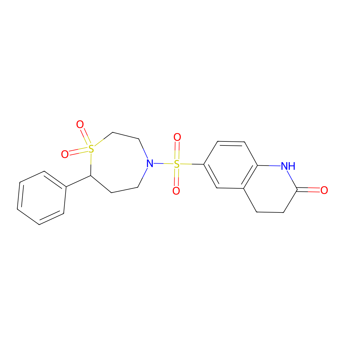 6-((1,1-dioxido-7-phenyl-1,4-thiazepan-4-yl)sulfonyl)-3,4-dihydroquinolin-2(1H)-one molecular structure, CAS 2034335-83-4