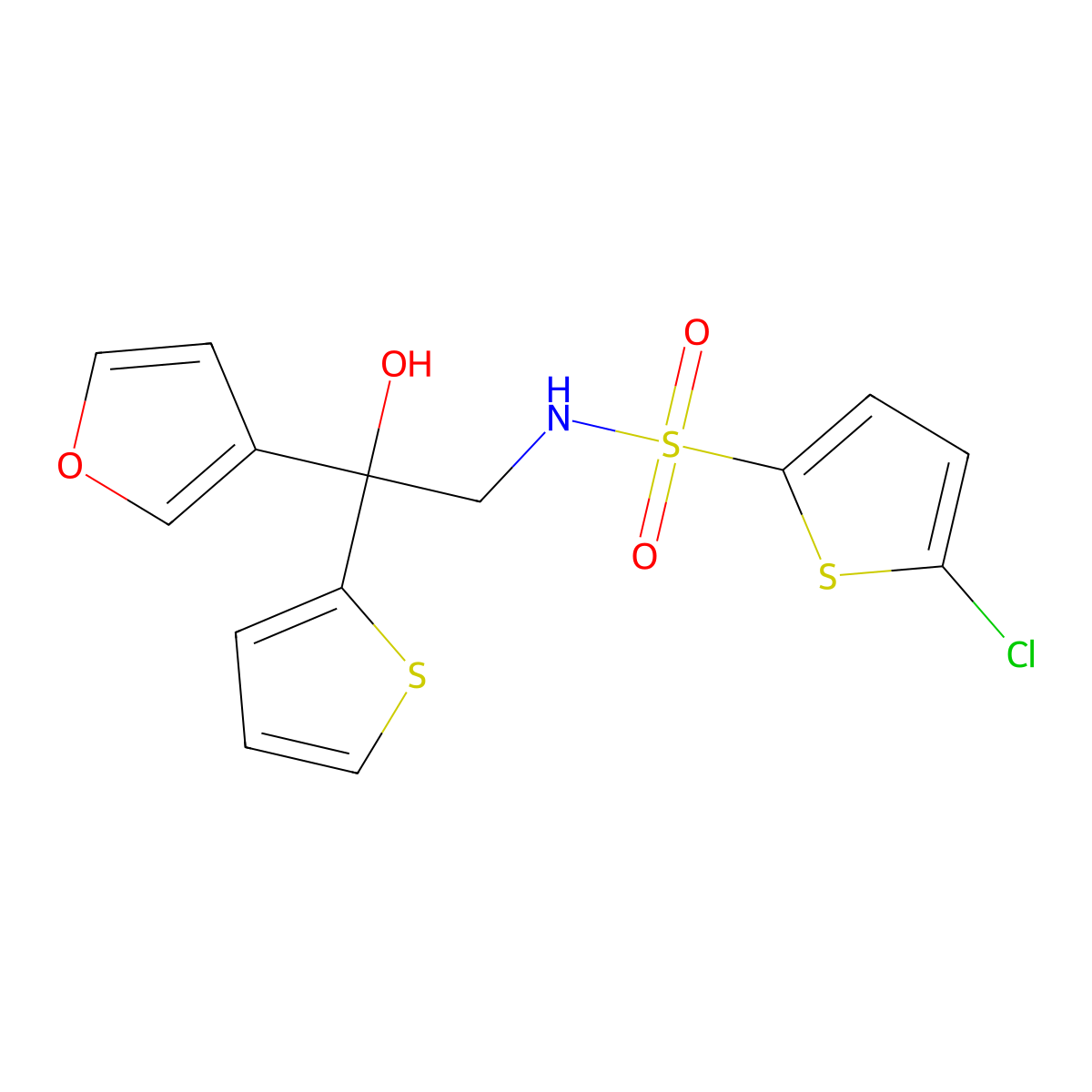 5-chloro-N-(2-(furan-3-yl)-2-hydroxy-2-(thiophen-2-yl)ethyl)thiophene-2-sulfonamide molecular structure, CAS 2034335-84-5