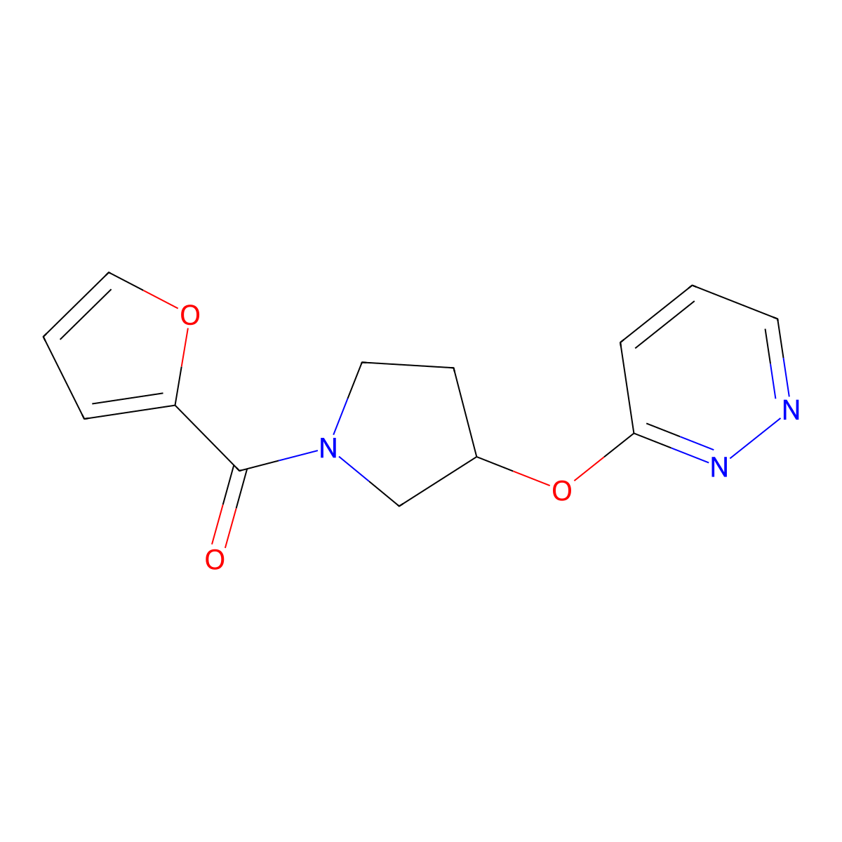Furan-2-yl(3-(pyridazin-3-yloxy)pyrrolidin-1-yl)methanone molecular structure, CAS 2034335-85-6