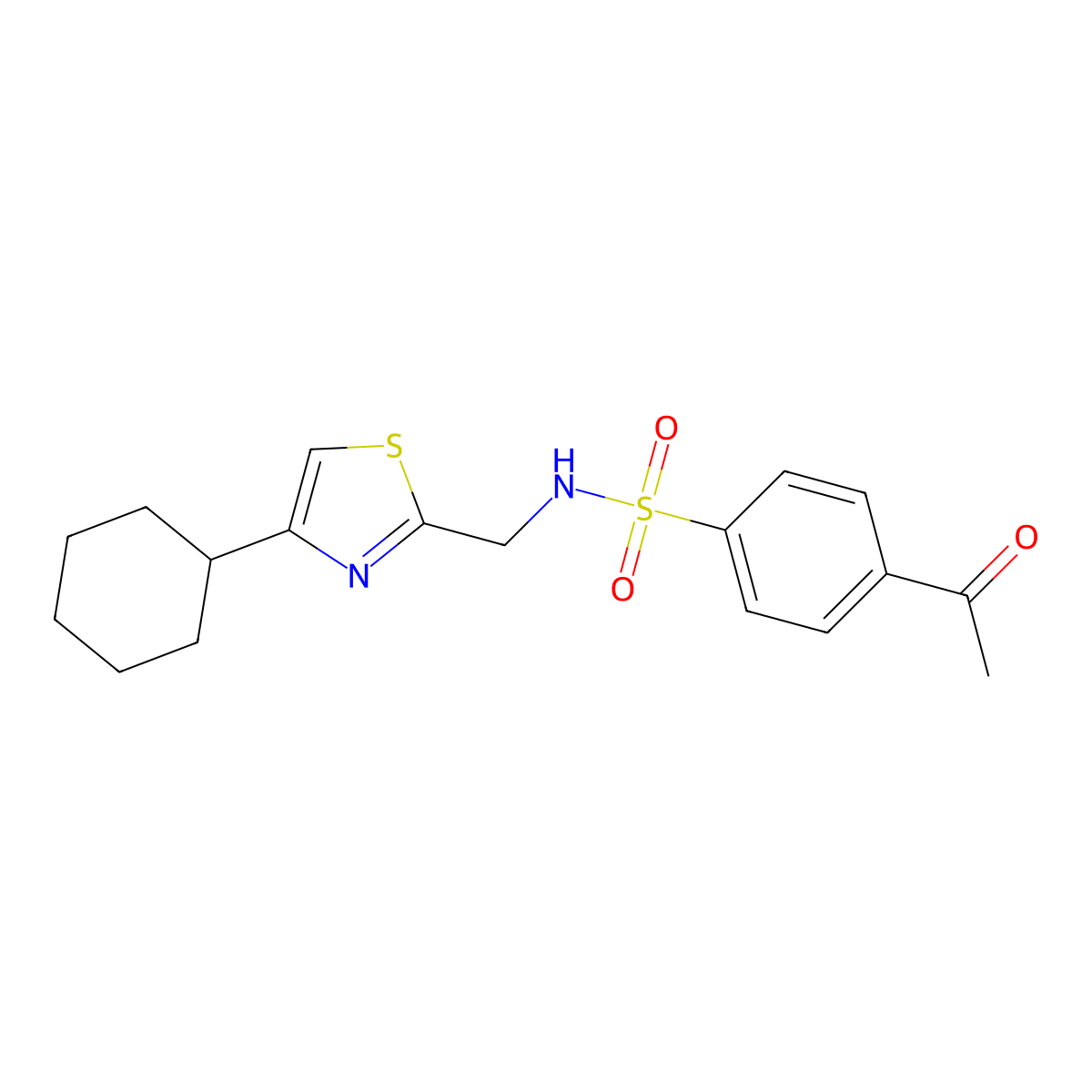 4-acetyl-N-((4-cyclohexylthiazol-2-yl)methyl)benzenesulfonamide molecular structure, CAS 2034335-88-9