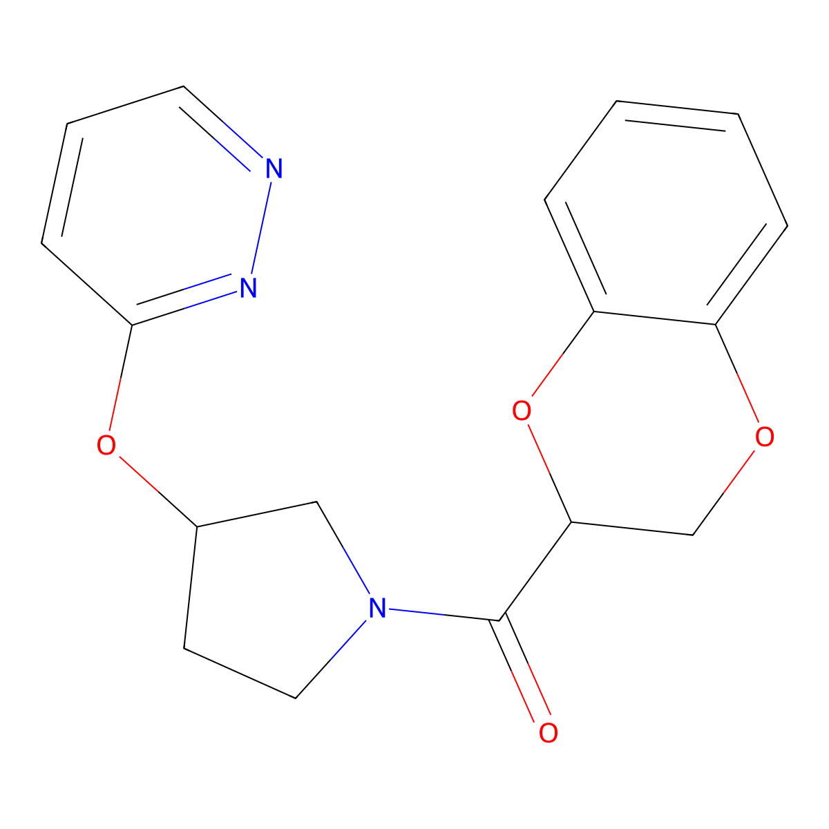 (2,3-Dihydrobenzo[b][1,4]dioxin-2-yl)(3-(pyridazin-3-yloxy)pyrrolidin-1-yl)methanone molecular structure, CAS 2034335-95-8