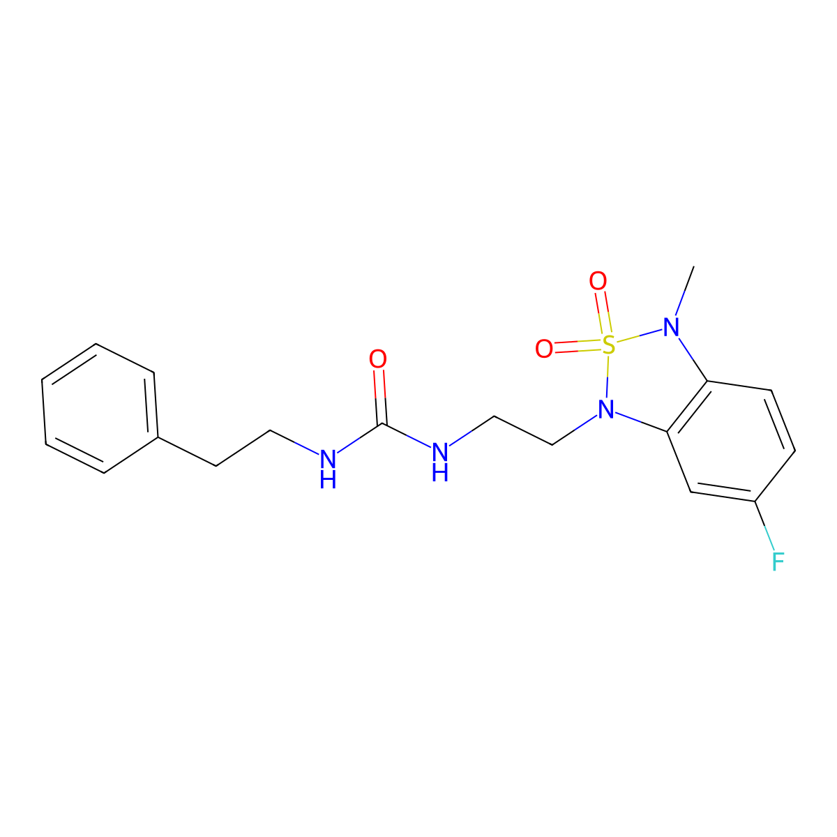 1-(2-(6-fluoro-3-methyl-2,2-dioxidobenzo[c][1,2,5]thiadiazol-1(3H)-yl)ethyl)-3-phenethylurea molecular structure, CAS 2034335-97-0