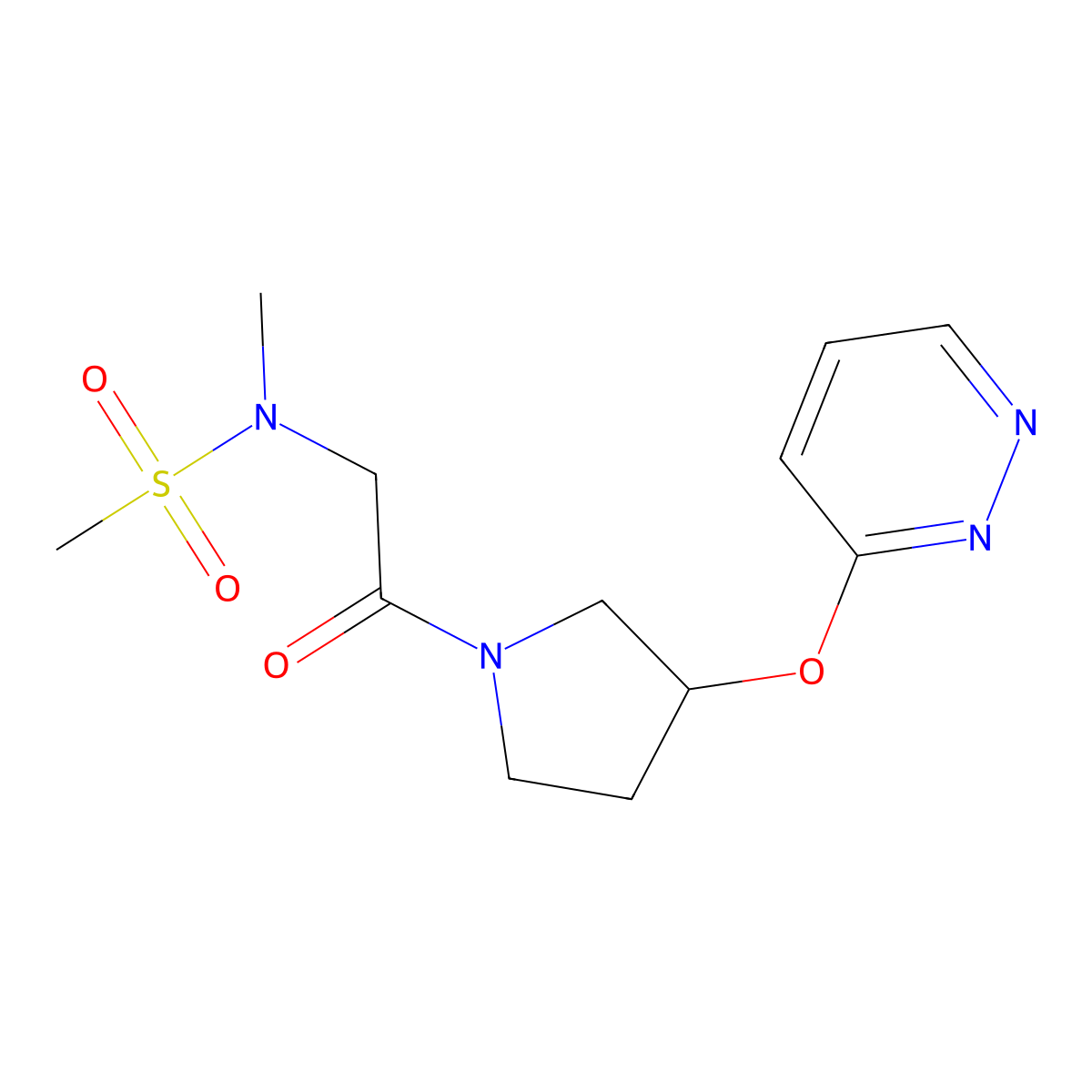 N-methyl-N-{2-oxo-2-[3-(pyridazin-3-yloxy)pyrrolidin-1-yl]ethyl}methanesulfonamide molecular structure, CAS 2034336-02-0