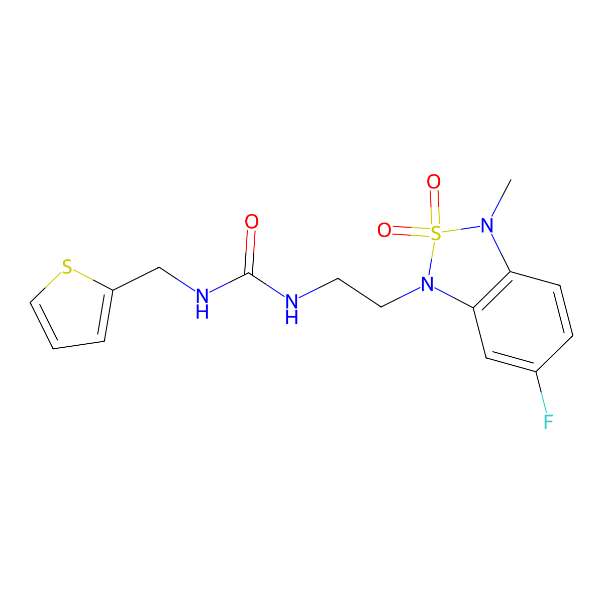 1-(2-(6-fluoro-3-methyl-2,2-dioxidobenzo[c][1,2,5]thiadiazol-1(3H)-yl)ethyl)-3-(thiophen-2-ylmethyl)urea molecular structure, CAS 2034336-03-1