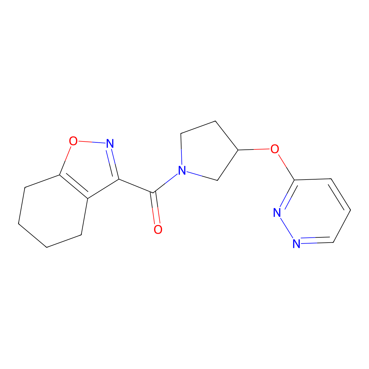 (3-(Pyridazin-3-yloxy)pyrrolidin-1-yl)(4,5,6,7-tetrahydrobenzo[d]isoxazol-3-yl)methanone molecular structure, CAS 2034336-09-7