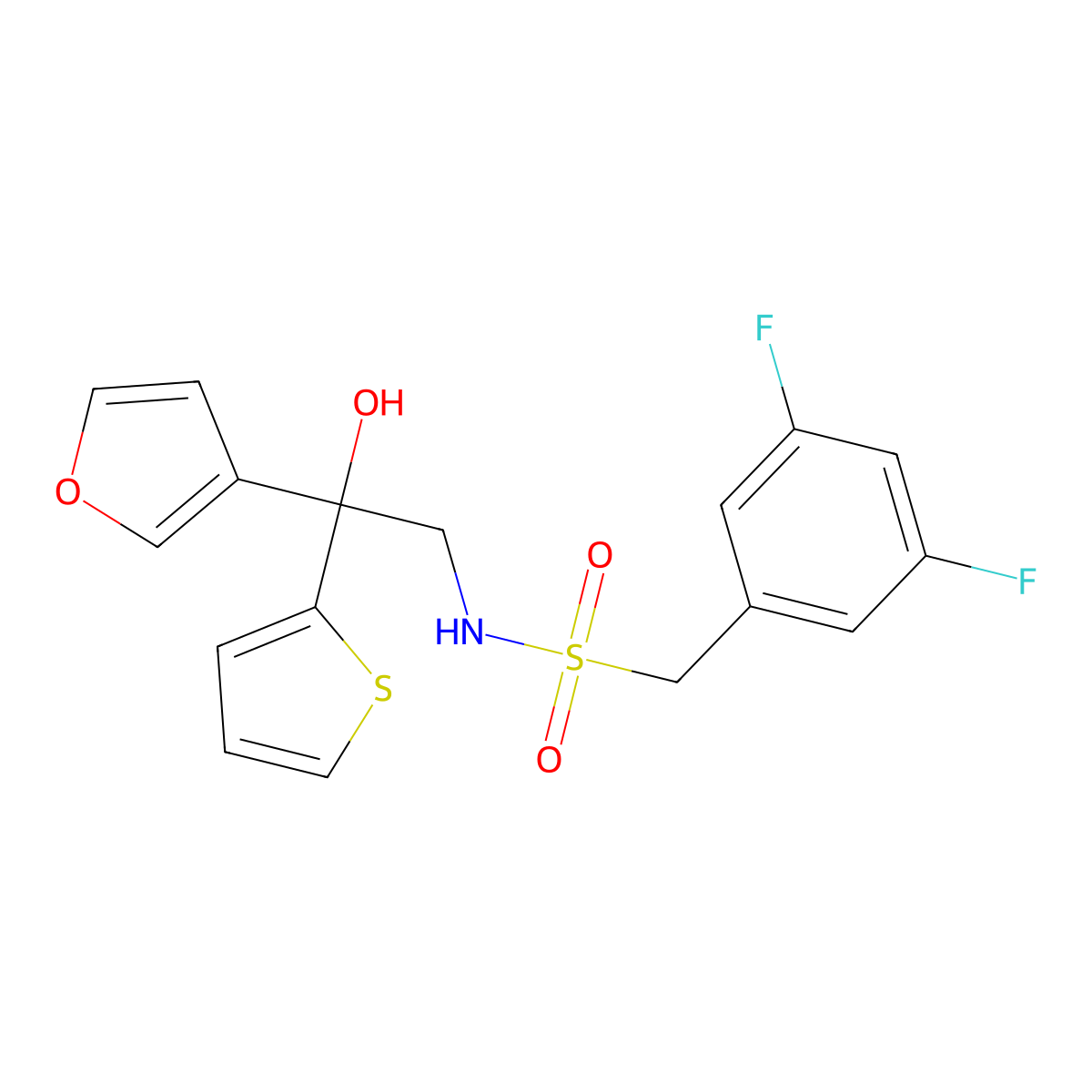 1-(3,5-difluorophenyl)-N-[2-(furan-3-yl)-2-hydroxy-2-(thiophen-2-yl)ethyl]methanesulfonamide molecular structure, CAS 2034336-21-3