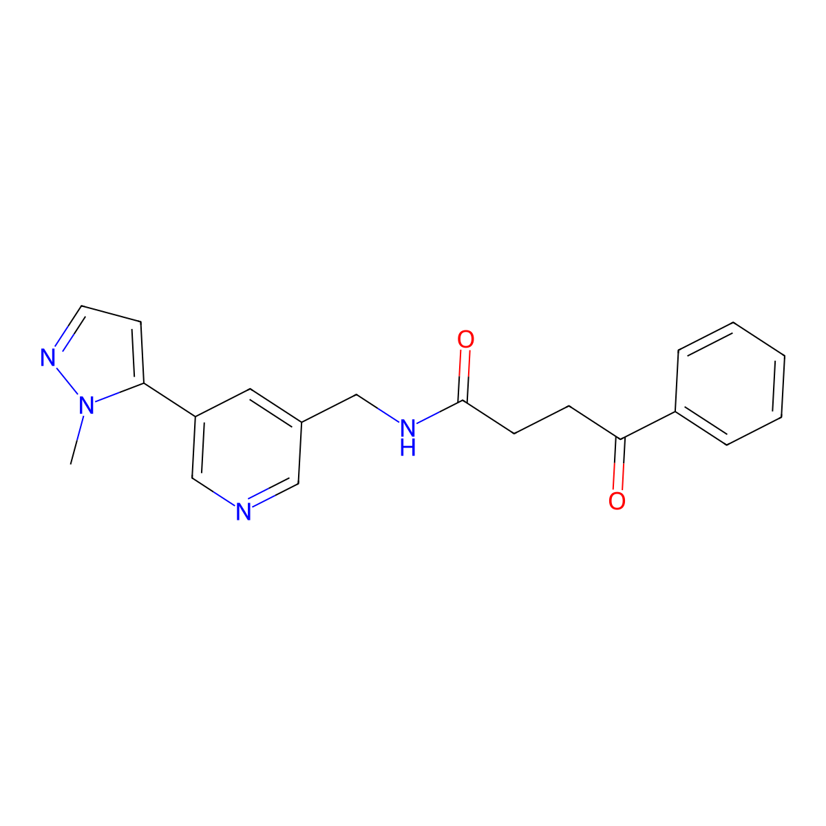 N-{[5-(1-methyl-1H-pyrazol-5-yl)pyridin-3-yl]methyl}-4-oxo-4-phenylbutanamide molecular structure, CAS 2034336-28-0