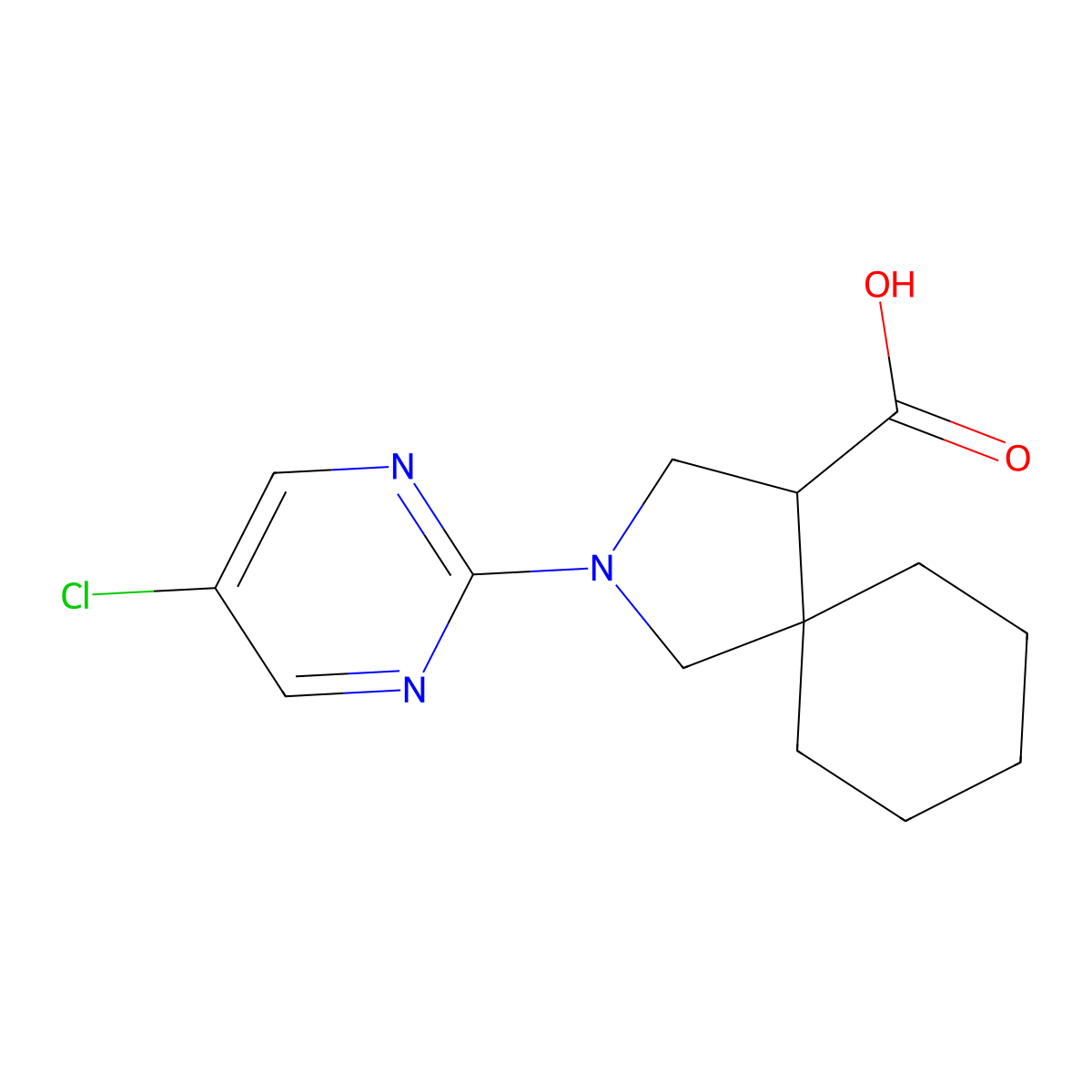 2-(5-Chloropyrimidin-2-yl)-2-azaspiro[4.5]decane-4-carboxylic acid molecular structure, CAS 2034336-34-8