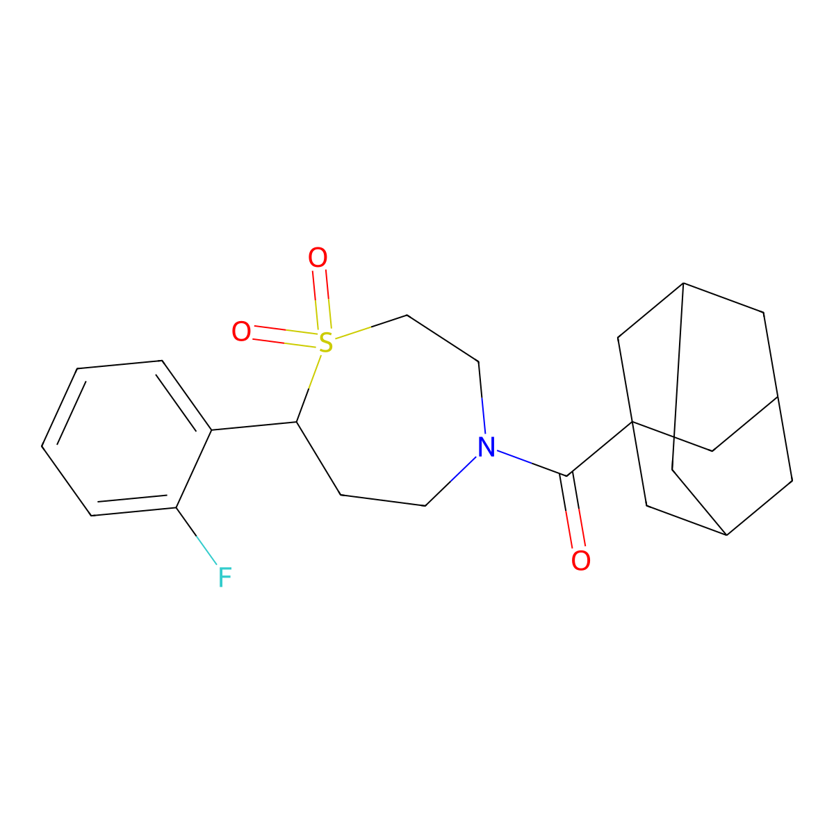 4-(Adamantane-1-carbonyl)-7-(2-fluorophenyl)-1lambda6,4-thiazepane-1,1-dione molecular structure, CAS 2034336-36-0