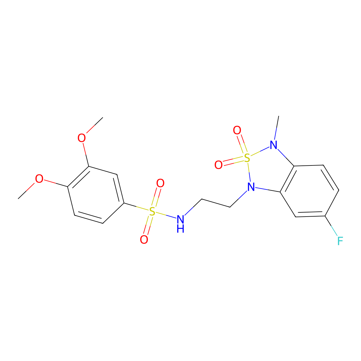 N-(2-(6-fluoro-3-methyl-2,2-dioxidobenzo[c][1,2,5]thiadiazol-1(3H)-yl)ethyl)-3,4-dimethoxybenzenesulfonamide molecular structure, CAS 2034336-41-7