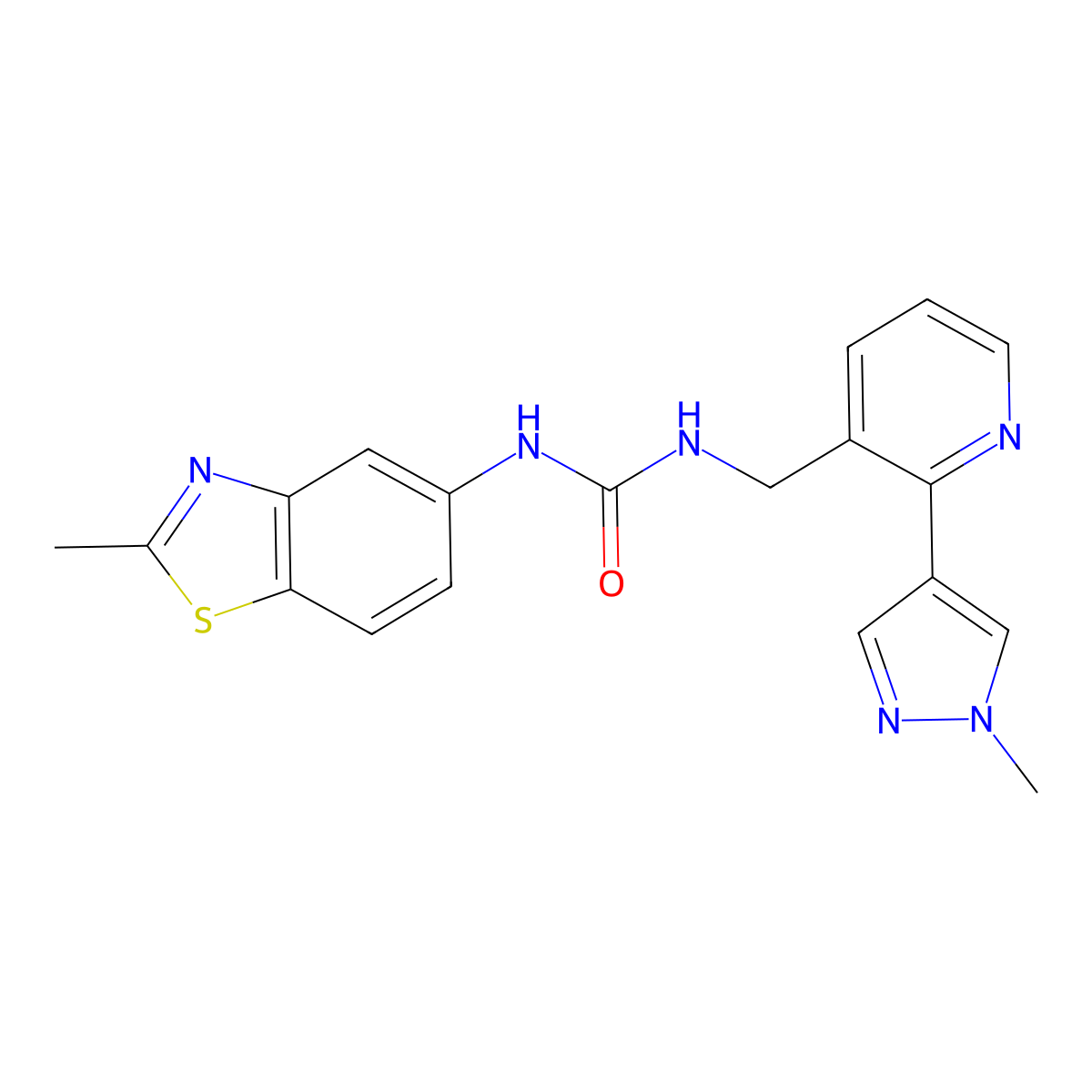 1-((2-(1-methyl-1H-pyrazol-4-yl)pyridin-3-yl)methyl)-3-(2-methylbenzo[d]thiazol-5-yl)urea molecular structure, CAS 2034336-47-3