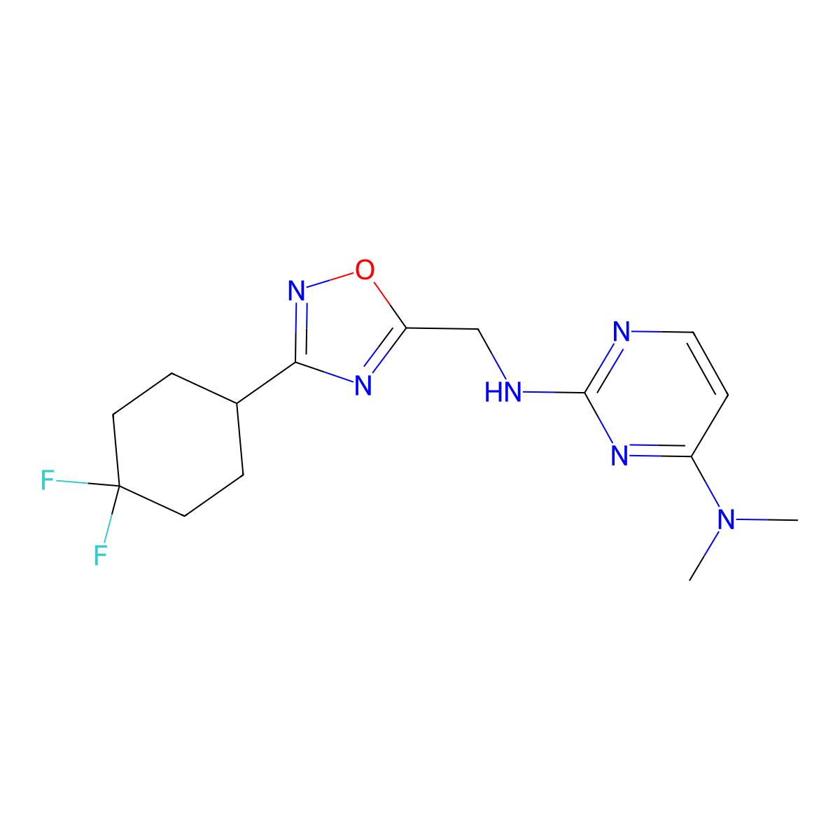 N2-{[3-(4,4-difluorocyclohexyl)-1,2,4-oxadiazol-5-yl]methyl}-N4,N4-dimethylpyrimidine-2,4-diamine molecular structure, CAS 2034336-67-7