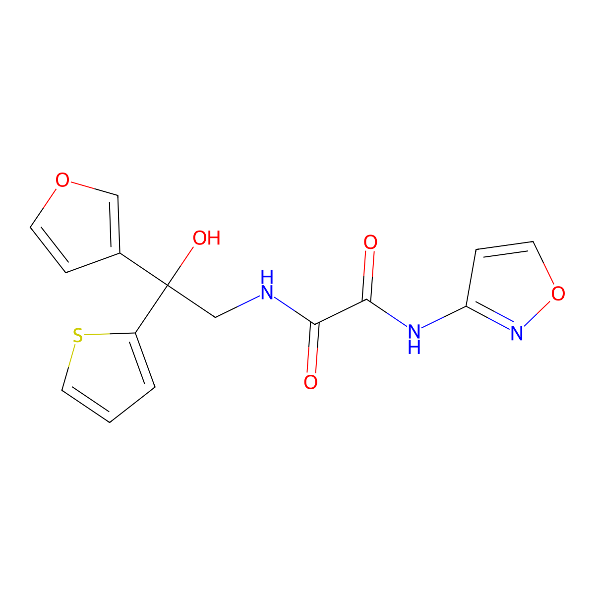 N1-(2-(furan-3-yl)-2-hydroxy-2-(thiophen-2-yl)ethyl)-N2-(isoxazol-3-yl)oxalamide molecular structure, CAS 2034336-68-8