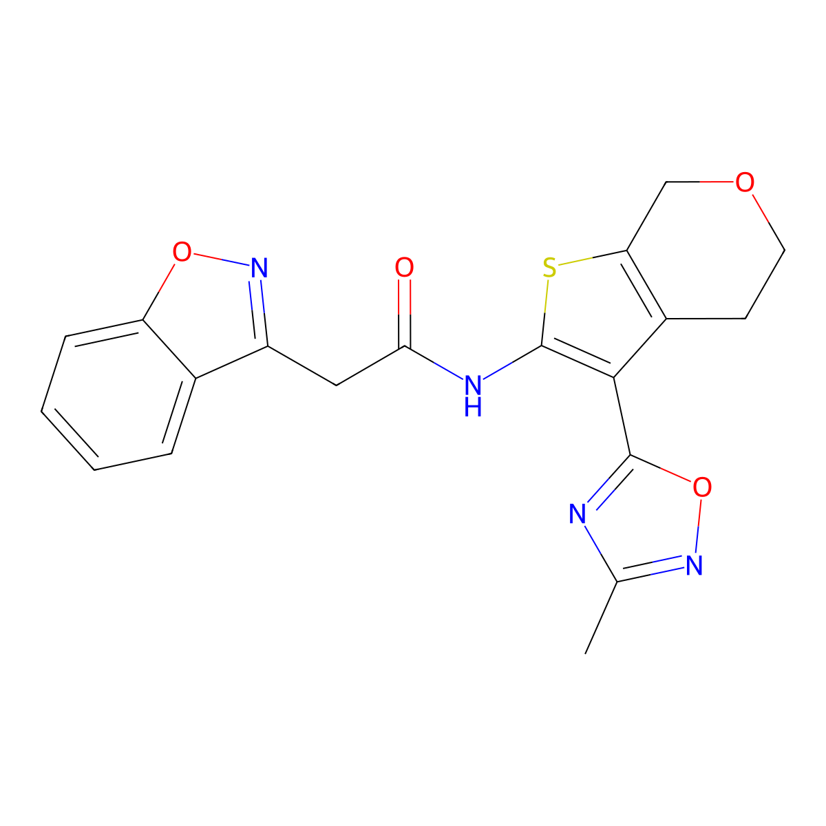 2-(benzo[d]isoxazol-3-yl)-N-(3-(3-methyl-1,2,4-oxadiazol-5-yl)-5,7-dihydro-4H-thieno[2,3-c]pyran-2-yl)acetamide molecular structure, CAS 2034336-71-3
