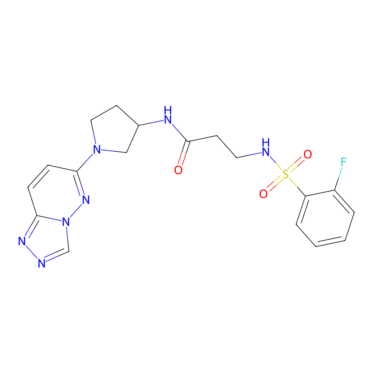 N-(1-([1,2,4]triazolo[4,3-b]pyridazin-6-yl)pyrrolidin-3-yl)-3-(2-fluorophenylsulfonamido)propanamide molecular structure, CAS 2034336-72-4