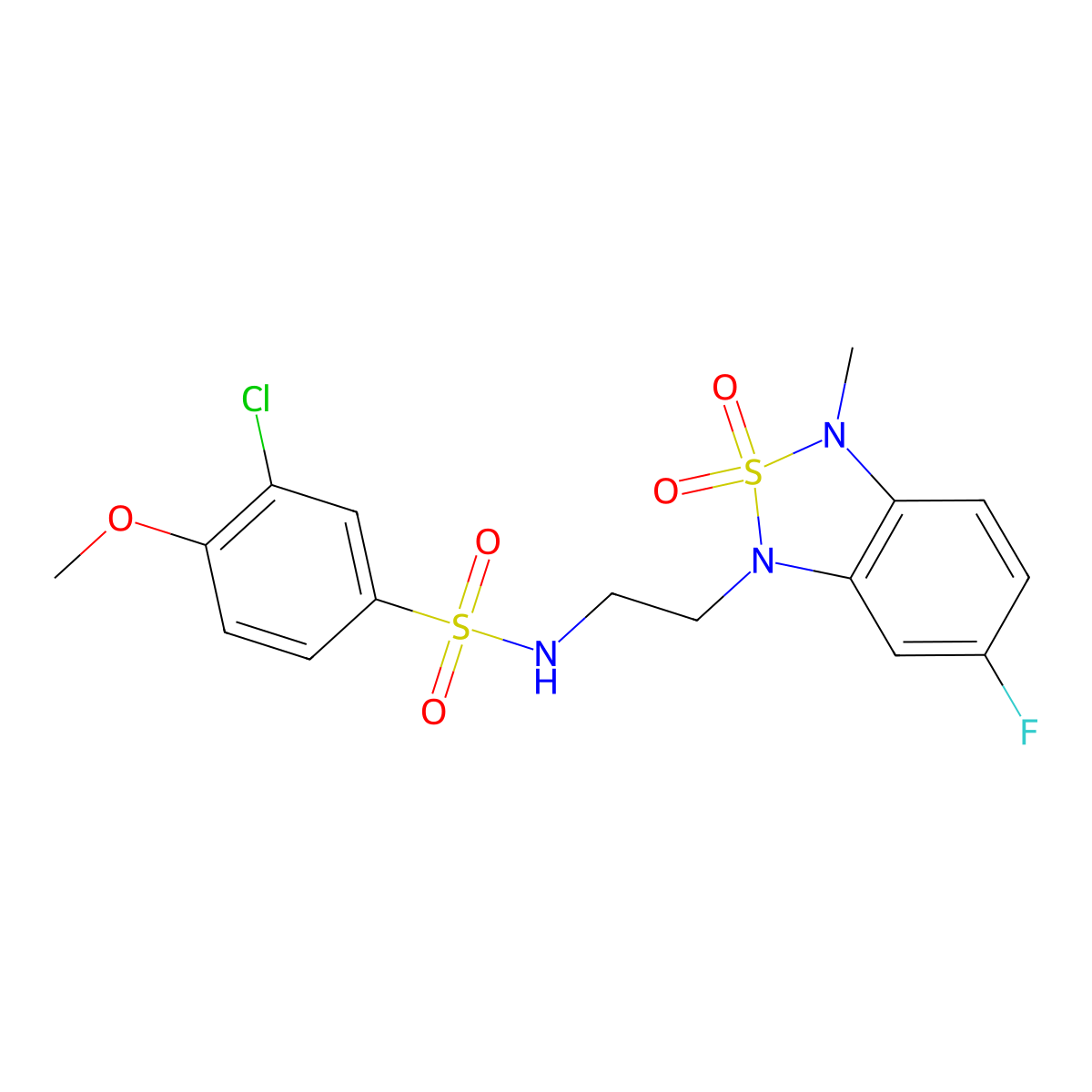 3-chloro-N-(2-(6-fluoro-3-methyl-2,2-dioxidobenzo[c][1,2,5]thiadiazol-1(3H)-yl)ethyl)-4-methoxybenzenesulfonamide molecular structure, CAS 2034336-73-5