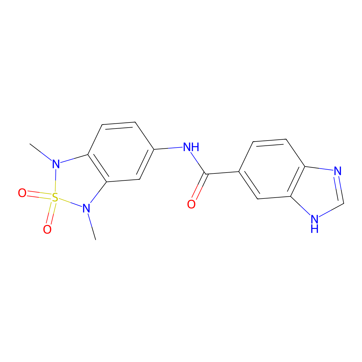 N-(1,3-dimethyl-2,2-dioxido-1,3-dihydrobenzo[c][1,2,5]thiadiazol-5-yl)-1H-benzo[d]imidazole-5-carboxamide molecular structure, CAS 2034336-81-5