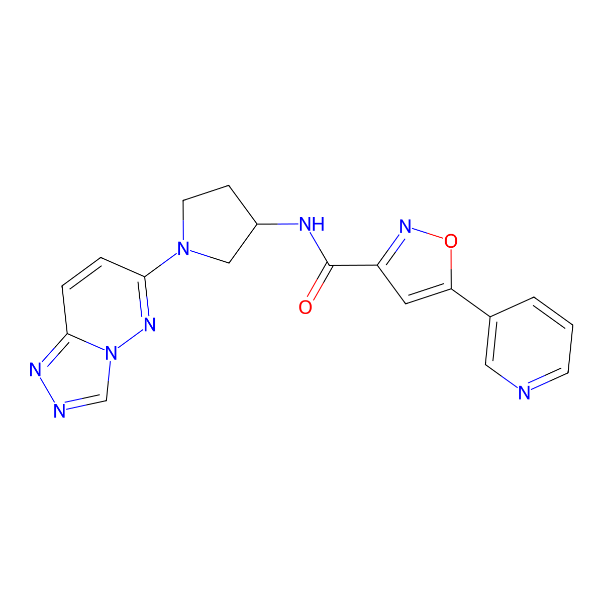 N-(1-([1,2,4]triazolo[4,3-b]pyridazin-6-yl)pyrrolidin-3-yl)-5-(pyridin-3-yl)isoxazole-3-carboxamide molecular structure, CAS 2034336-85-9