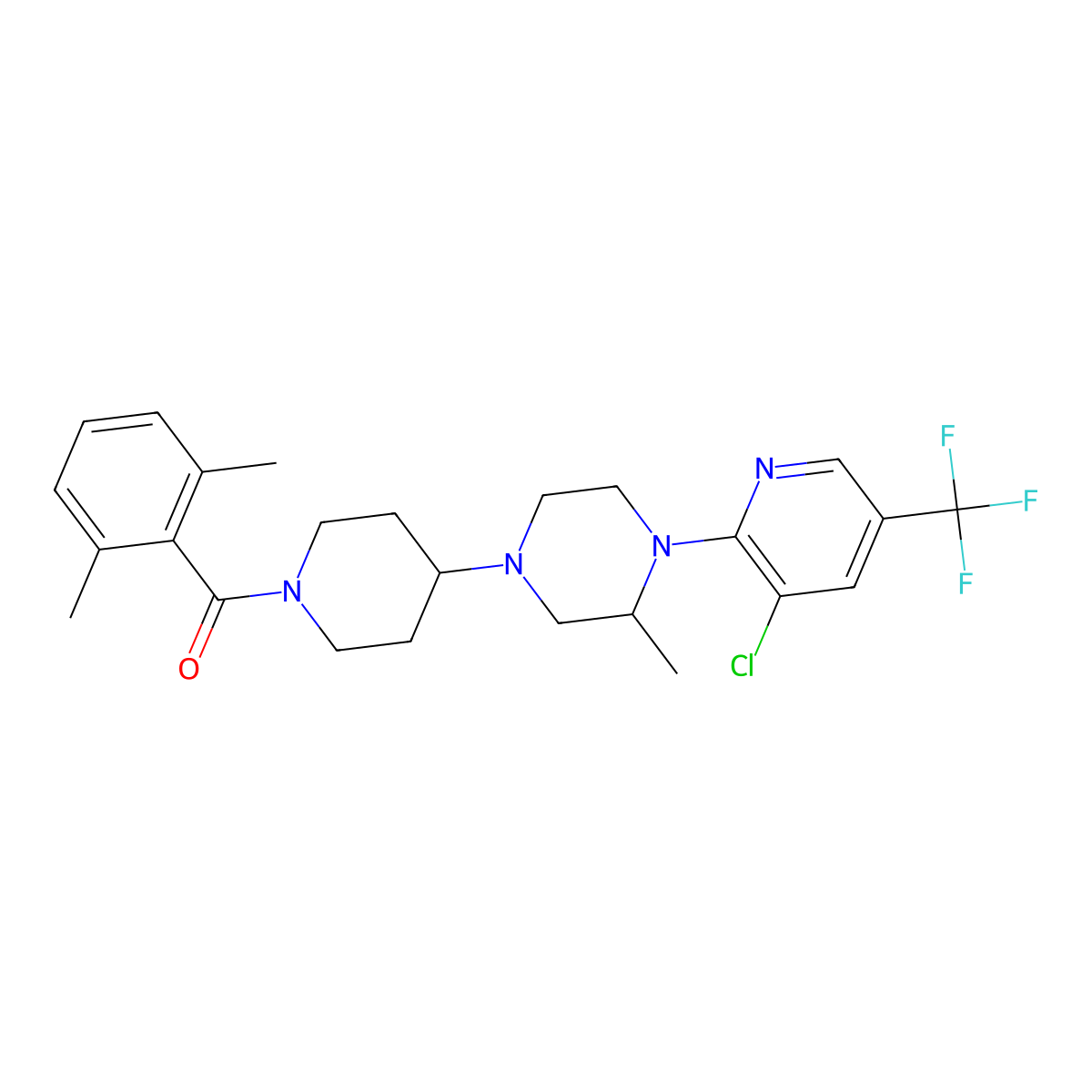 (4-(4-(3-Chloro-5-(trifluoromethyl)pyridin-2-yl)-3-methylpiperazin-1-yl)piperidin-1-yl)(2,6-dimethylphenyl)methanone molecular structure, CAS 2034336-87-1