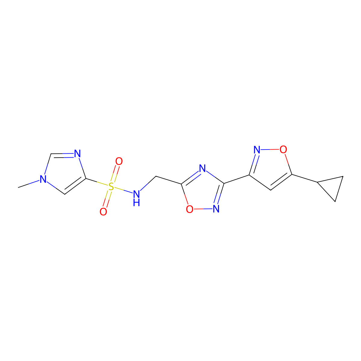 N-((3-(5-cyclopropylisoxazol-3-yl)-1,2,4-oxadiazol-5-yl)methyl)-1-methyl-1H-imidazole-4-sulfonamide molecular structure, CAS 2034336-88-2