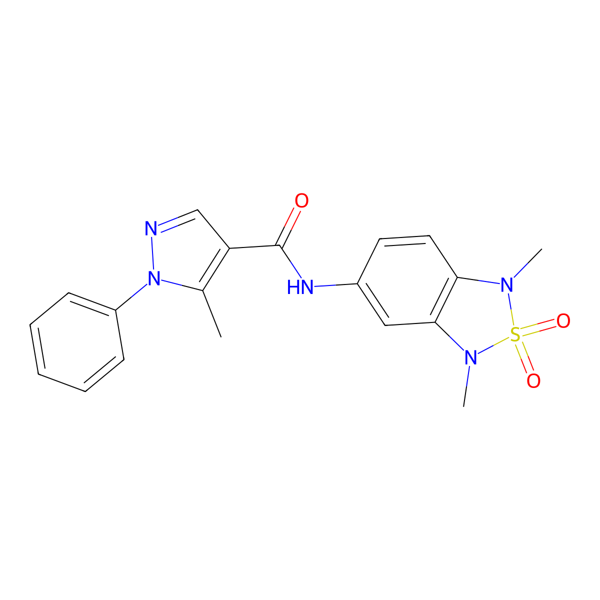 N-(1,3-dimethyl-2,2-dioxido-1,3-dihydrobenzo[c][1,2,5]thiadiazol-5-yl)-5-methyl-1-phenyl-1H-pyrazole-4-carboxamide molecular structure, CAS 2034336-89-3