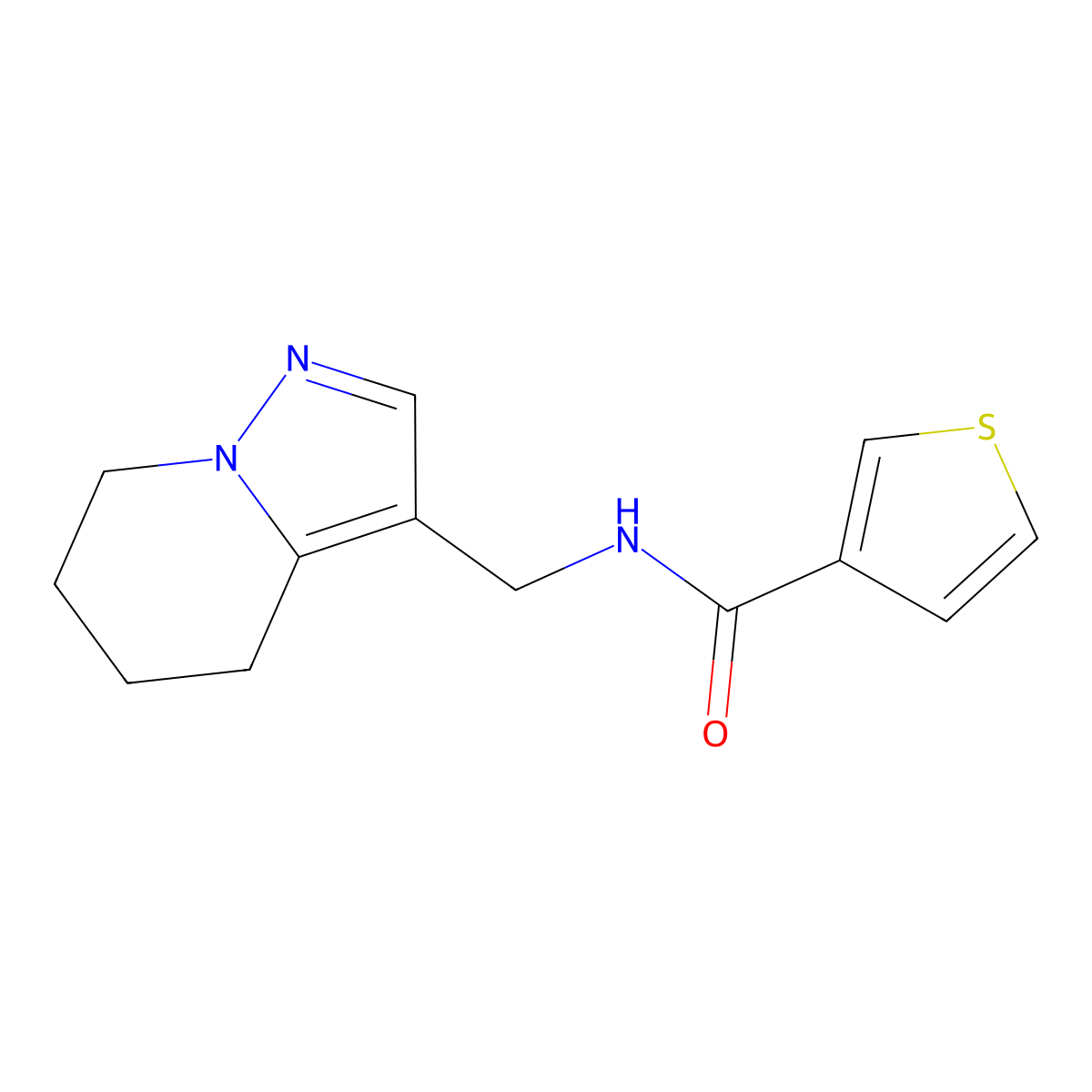 N-((4,5,6,7-tetrahydropyrazolo[1,5-a]pyridin-3-yl)methyl)thiophene-3-carboxamide molecular structure, CAS 2034336-90-6