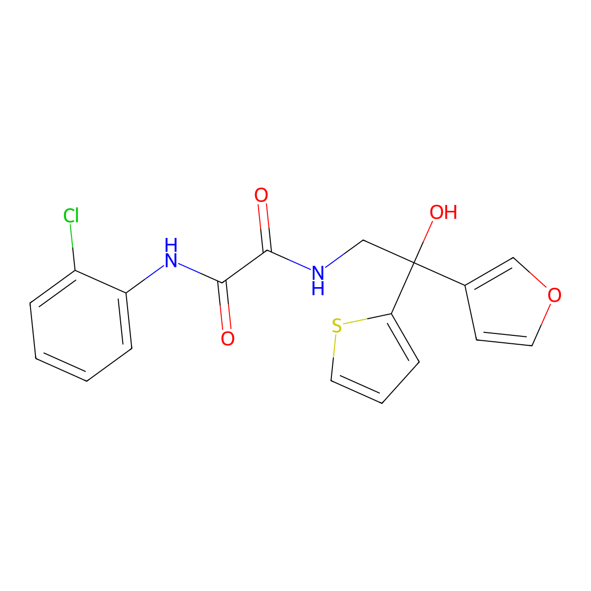 N1-(2-chlorophenyl)-N2-(2-(furan-3-yl)-2-hydroxy-2-(thiophen-2-yl)ethyl)oxalamide molecular structure, CAS 2034336-96-2