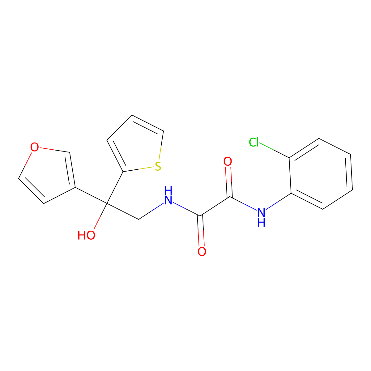 N1-(2-chlorophenyl)-N2-(2-(furan-3-yl)-2-hydroxy-2-(thiophen-2-yl)ethyl)oxalamide molecular structure, CAS 2034336-96-2