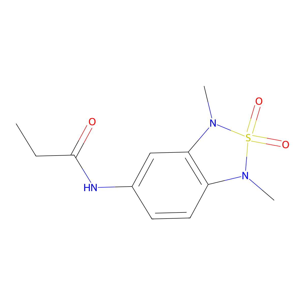 N-(1,3-dimethyl-2,2-dioxido-1,3-dihydrobenzo[c][1,2,5]thiadiazol-5-yl)propionamide molecular structure, CAS 2034337-05-6