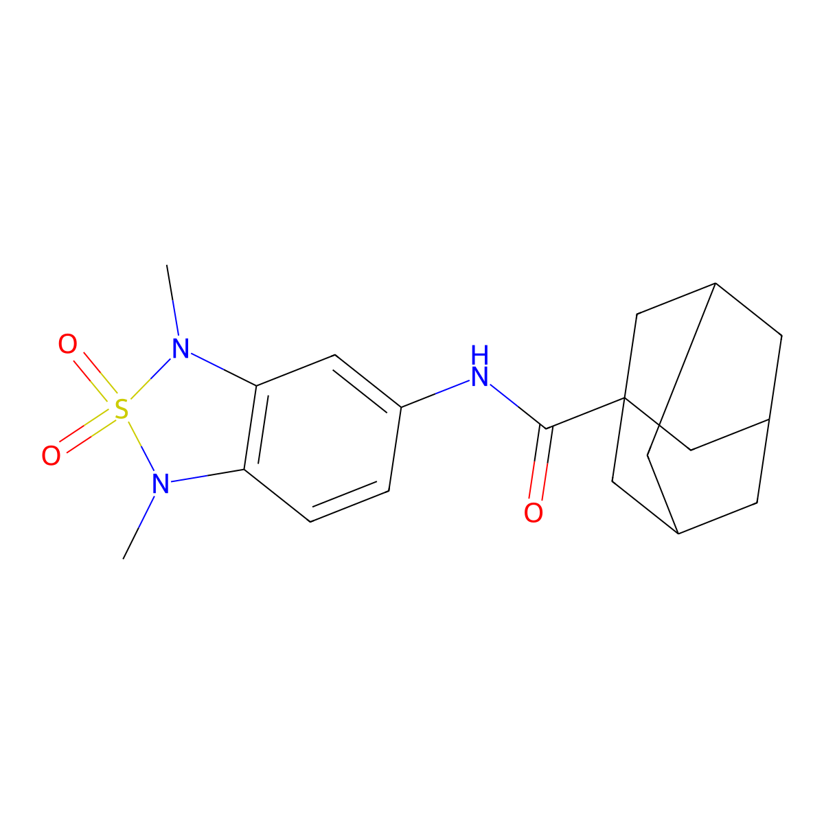 N-(1,3-dimethyl-2,2-dioxo-1,3-dihydro-2lambda6,1,3-benzothiadiazol-5-yl)adamantane-1-carboxamide molecular structure, CAS 2034337-15-8