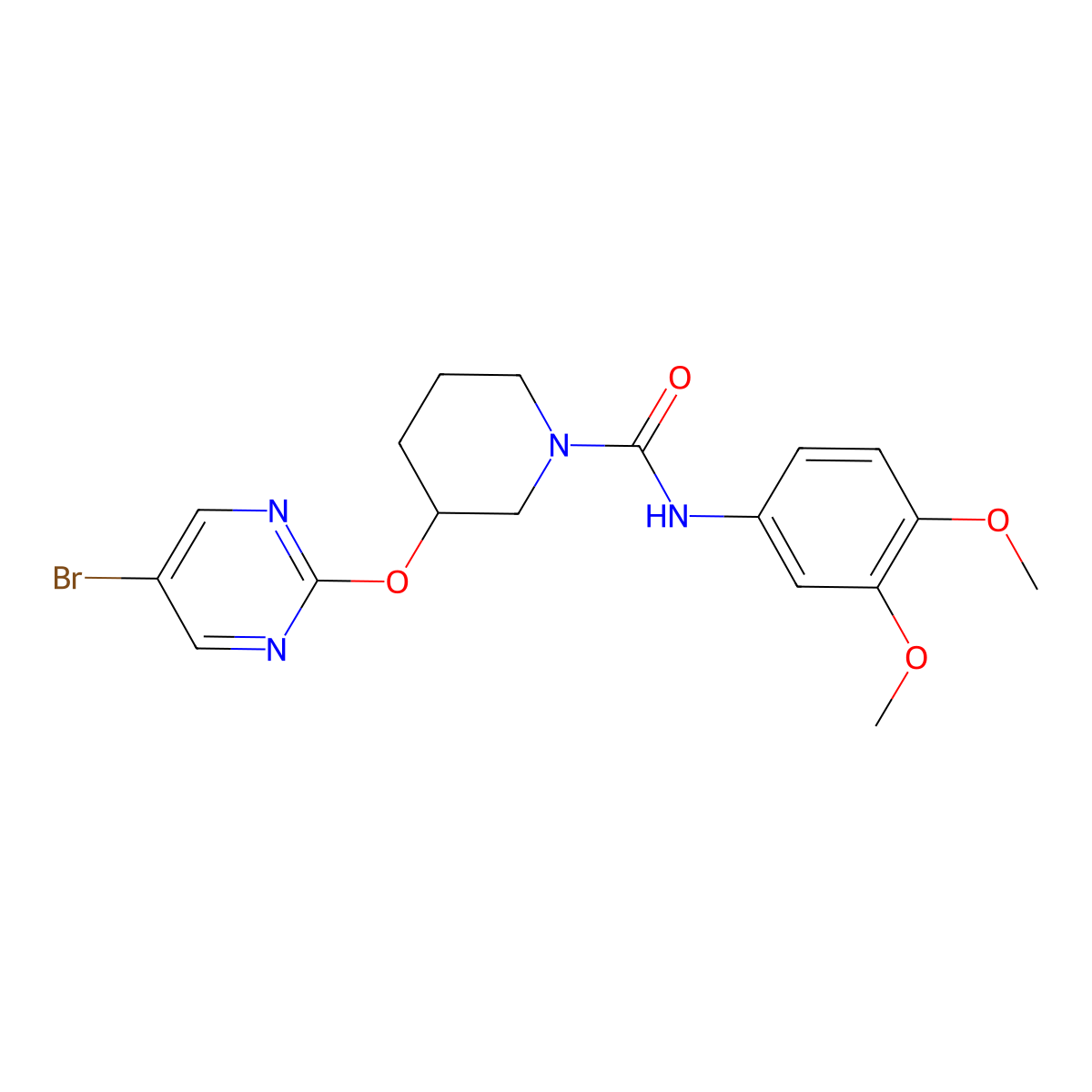 3-((5-bromopyrimidin-2-yl)oxy)-N-(3,4-dimethoxyphenyl)piperidine-1-carboxamide molecular structure, CAS 2034337-17-0