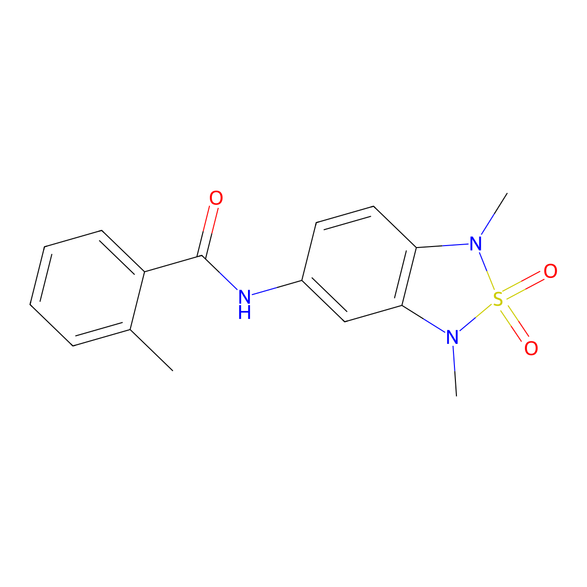 N-(1,3-dimethyl-2,2-dioxido-1,3-dihydrobenzo[c][1,2,5]thiadiazol-5-yl)-2-methylbenzamide molecular structure, CAS 2034337-22-7