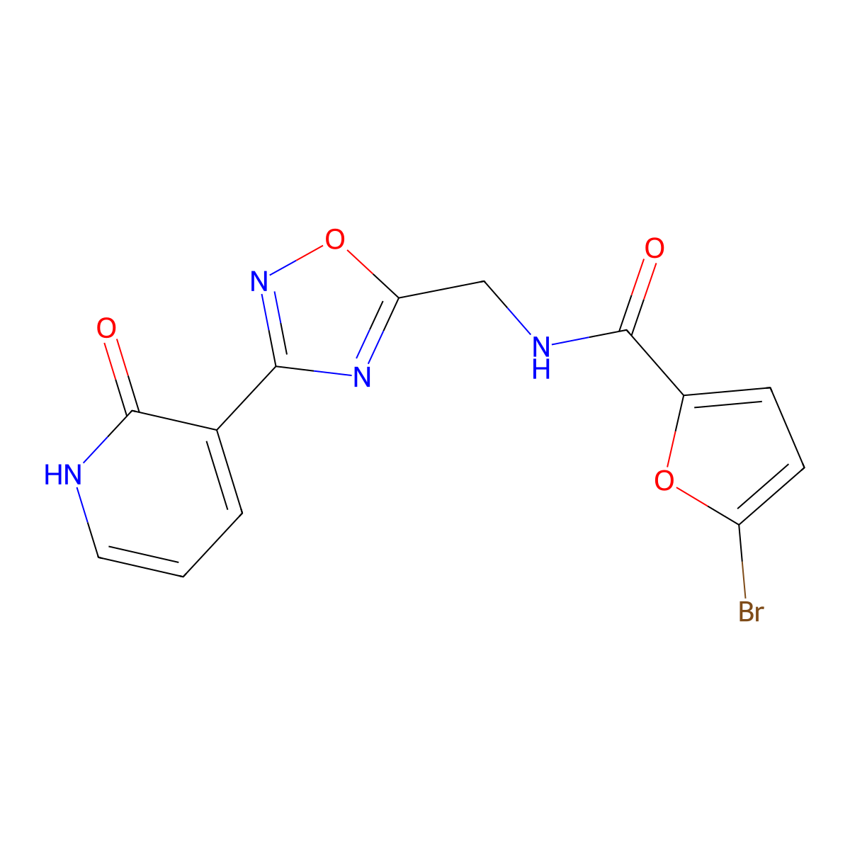 5-bromo-N-((3-(2-oxo-1,2-dihydropyridin-3-yl)-1,2,4-oxadiazol-5-yl)methyl)furan-2-carboxamide molecular structure, CAS 2034337-28-3