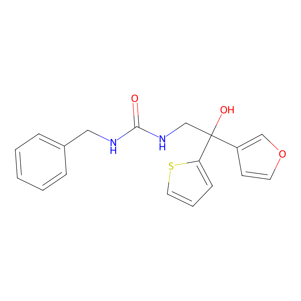 1-Benzyl-3-(2-(furan-3-yl)-2-hydroxy-2-(thiophen-2-yl)ethyl)urea molecular structure, CAS 2034337-32-9