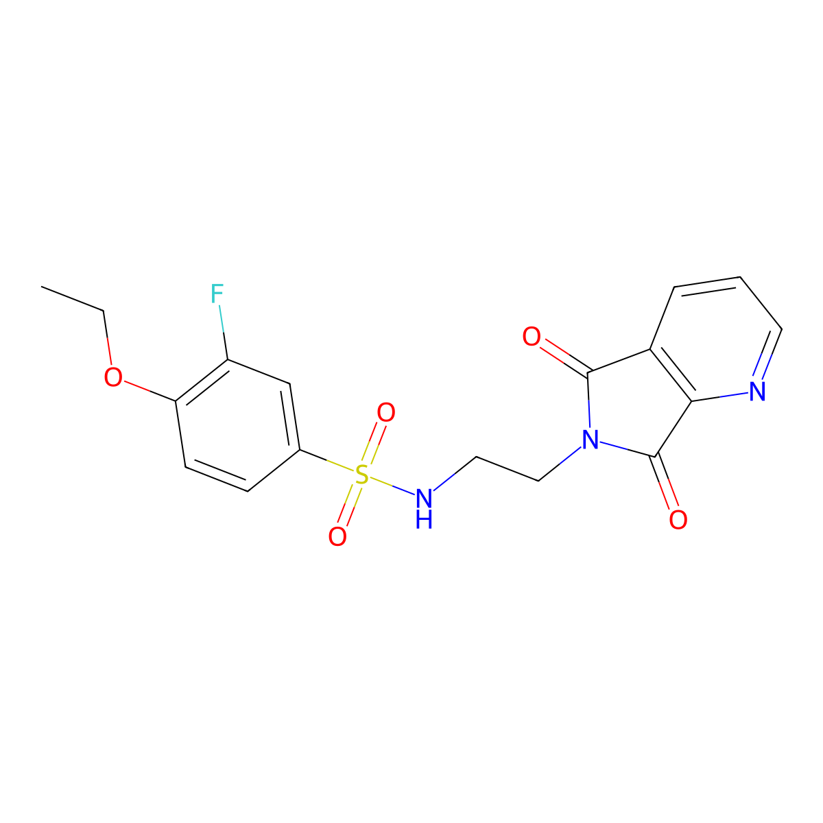 N-(2-{5,7-dioxo-5H,6H,7H-pyrrolo[3,4-b]pyridin-6-yl}ethyl)-4-ethoxy-3-fluorobenzene-1-sulfonamide molecular structure, CAS 2034337-34-1