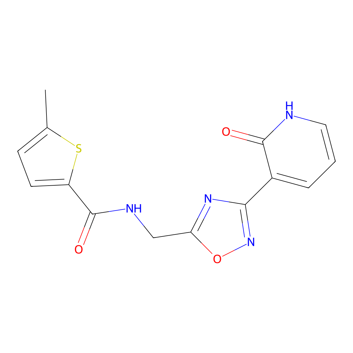 5-methyl-N-{[3-(2-oxo-1,2-dihydropyridin-3-yl)-1,2,4-oxadiazol-5-yl]methyl}thiophene-2-carboxamide molecular structure, CAS 2034337-36-3