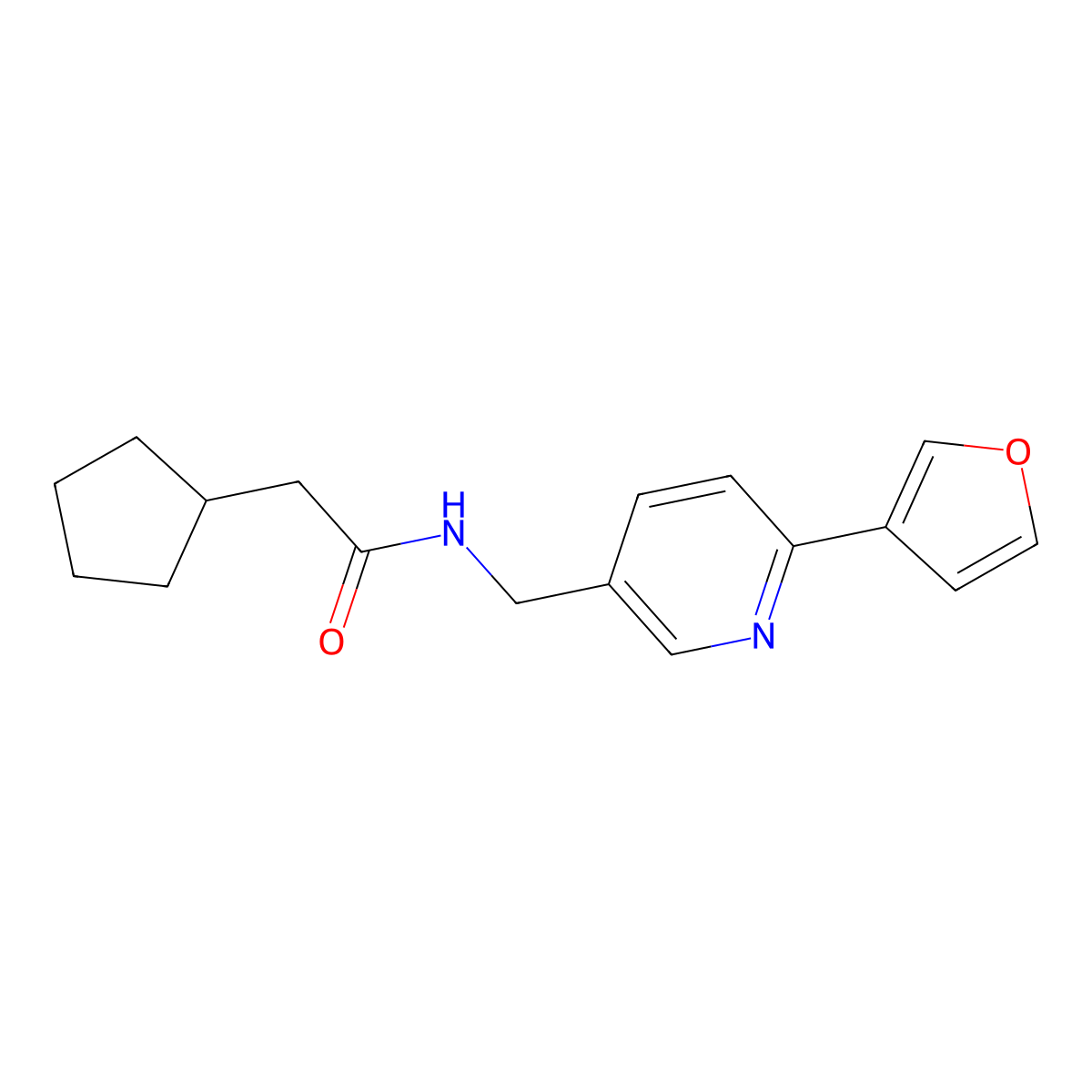 2-cyclopentyl-N-((6-(furan-3-yl)pyridin-3-yl)methyl)acetamide molecular structure, CAS 2034337-39-6