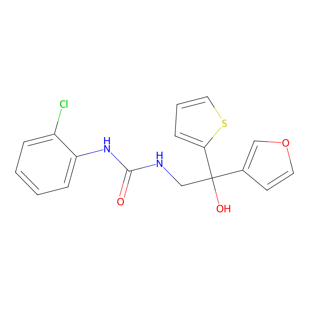 1-(2-Chlorophenyl)-3-[2-(furan-3-yl)-2-hydroxy-2-(thiophen-2-yl)ethyl]urea molecular structure, CAS 2034337-40-9