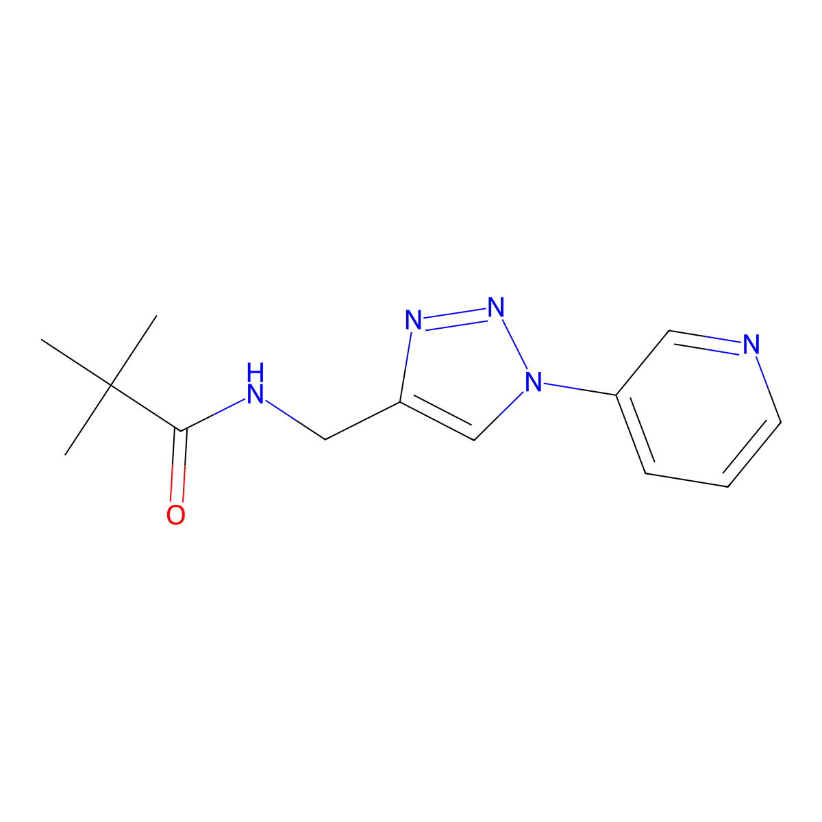 N-((1-(pyridin-3-yl)-1H-1,2,3-triazol-4-yl)methyl)pivalamide molecular structure, CAS 2034337-42-1