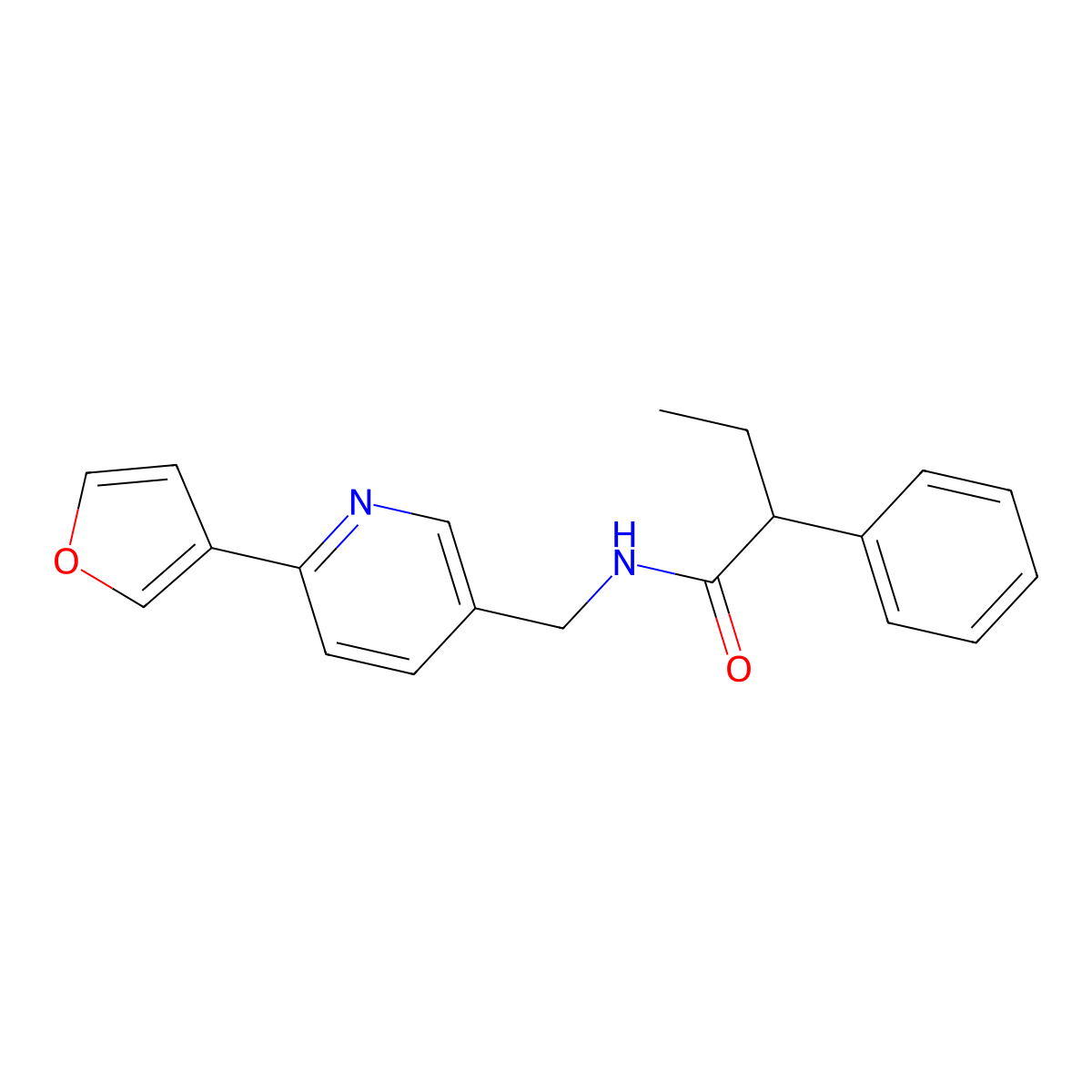 N-((6-(furan-3-yl)pyridin-3-yl)methyl)-2-phenylbutanamide molecular structure, CAS 2034337-45-4