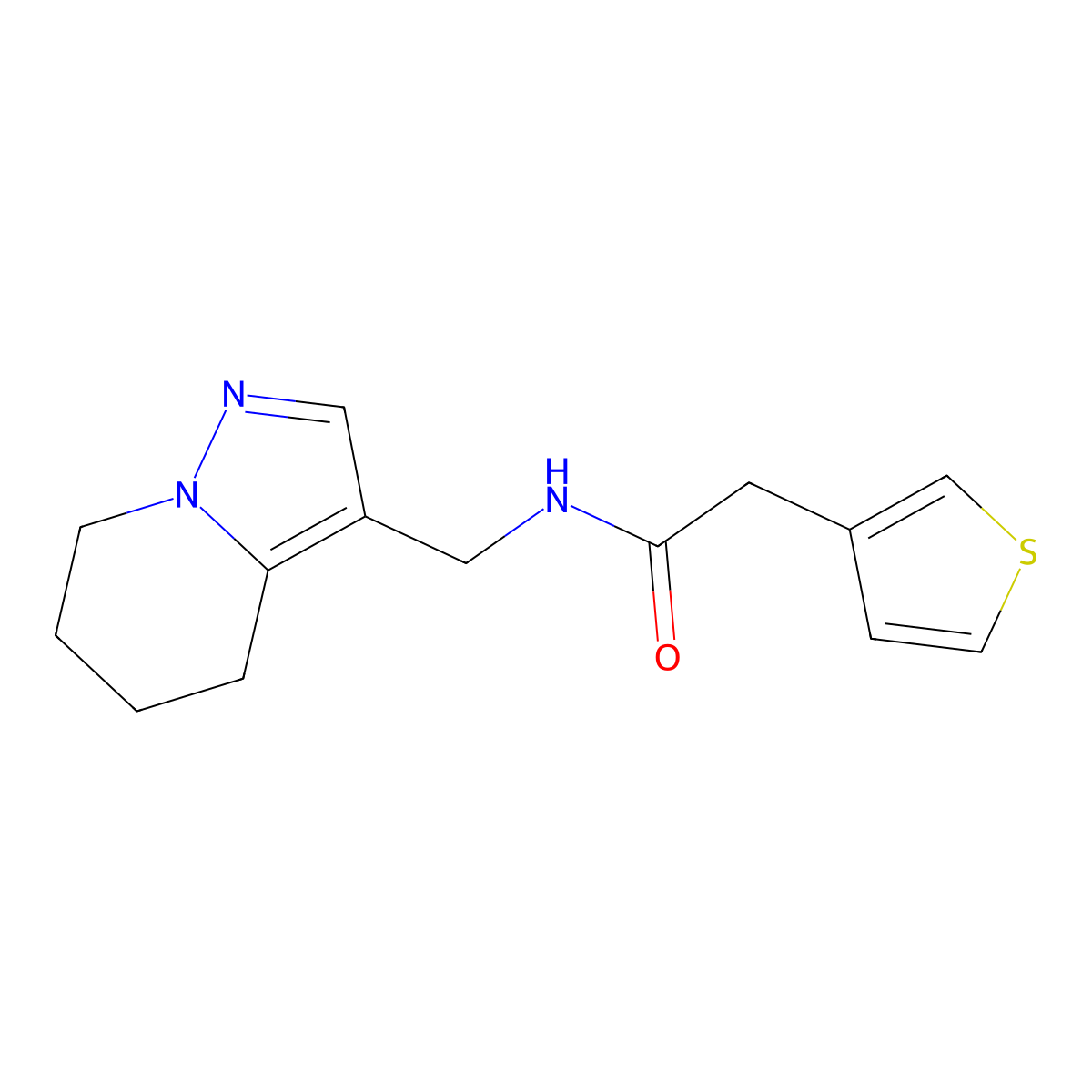 N-((4,5,6,7-tetrahydropyrazolo[1,5-a]pyridin-3-yl)methyl)-2-(thiophen-3-yl)acetamide molecular structure, CAS 2034337-47-6