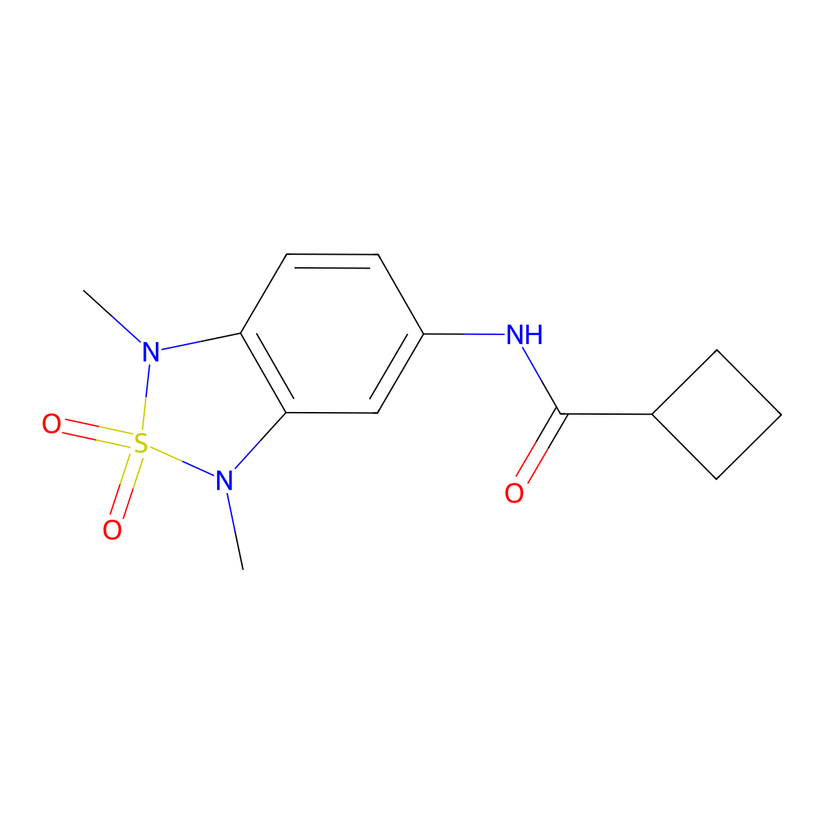 N-(1,3-dimethyl-2,2-dioxido-1,3-dihydrobenzo[c][1,2,5]thiadiazol-5-yl)cyclobutanecarboxamide molecular structure, CAS 2034337-48-7