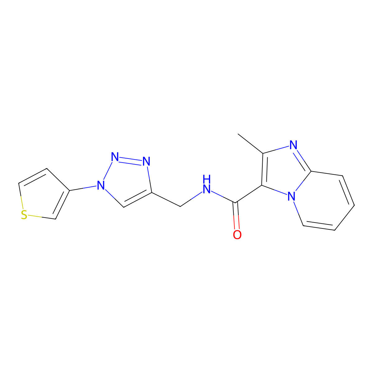 2-methyl-N-{[1-(thiophen-3-yl)-1H-1,2,3-triazol-4-yl]methyl}imidazo[1,2-a]pyridine-3-carboxamide molecular structure, CAS 2034337-51-2