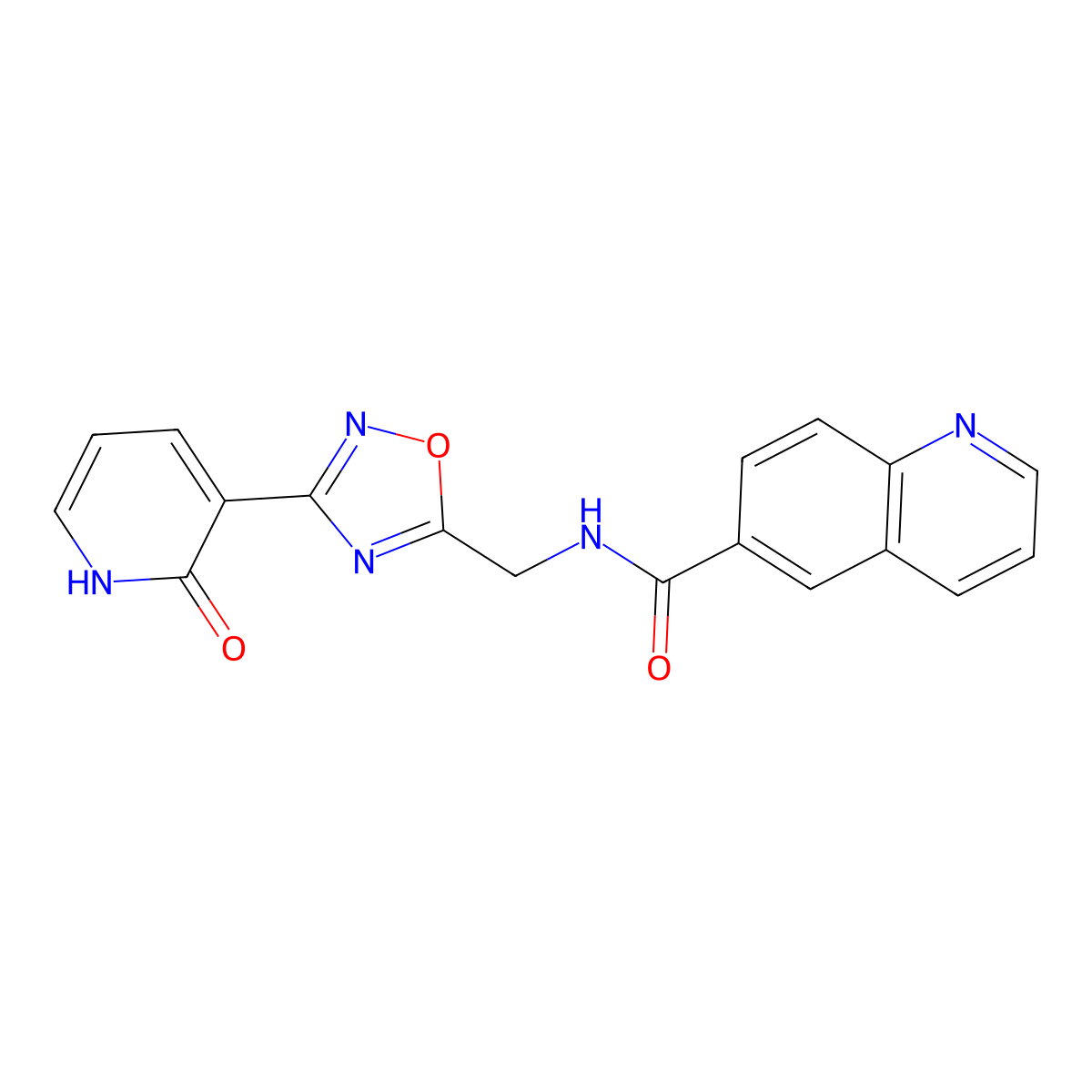 N-((3-(2-oxo-1,2-dihydropyridin-3-yl)-1,2,4-oxadiazol-5-yl)methyl)quinoline-6-carboxamide molecular structure, CAS 2034337-52-3