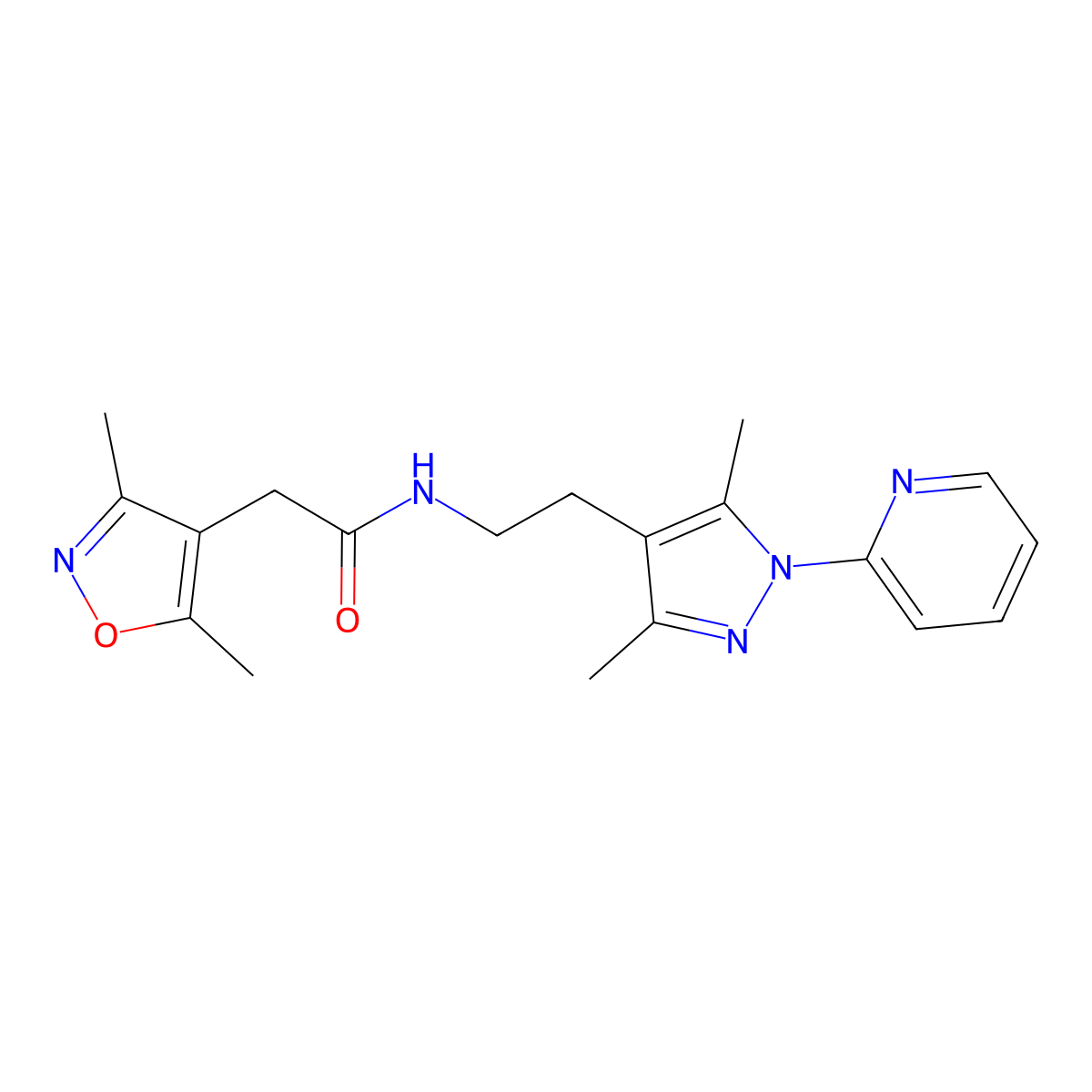 N-(2-(3,5-dimethyl-1-(pyridin-2-yl)-1H-pyrazol-4-yl)ethyl)-2-(3,5-dimethylisoxazol-4-yl)acetamide molecular structure, CAS 2034337-66-9