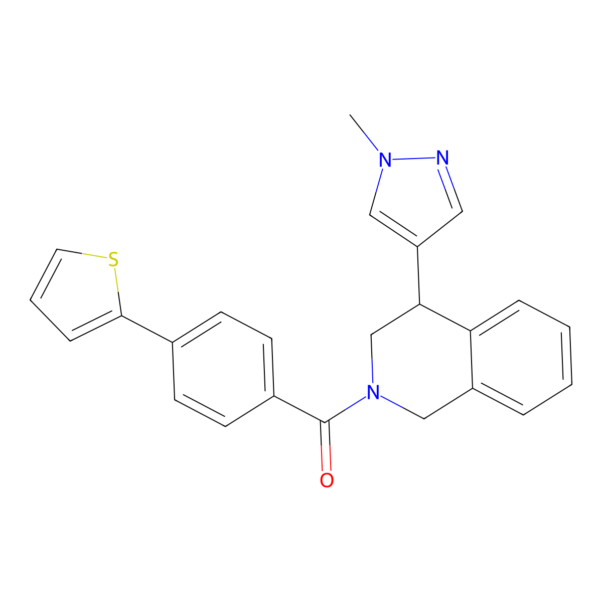 (4-(1-methyl-1H-pyrazol-4-yl)-3,4-dihydroisoquinolin-2(1H)-yl)(4-(thiophen-2-yl)phenyl)methanone molecular structure, CAS 2034337-68-1