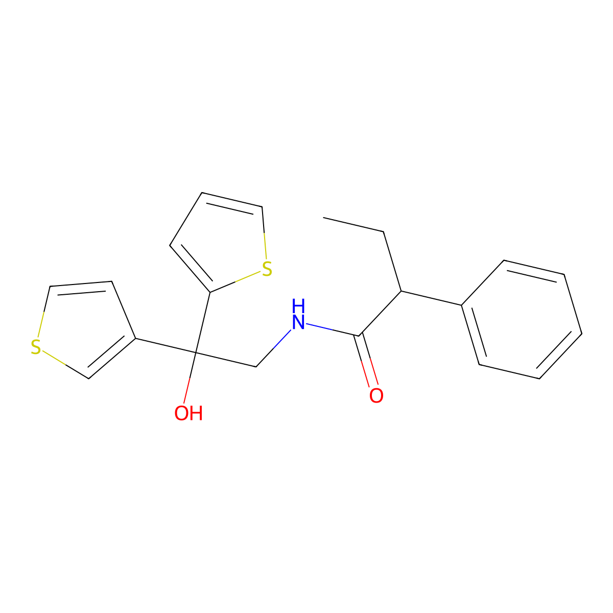 N-[2-hydroxy-2-(thiophen-2-yl)-2-(thiophen-3-yl)ethyl]-2-phenylbutanamide molecular structure, CAS 2034337-77-2