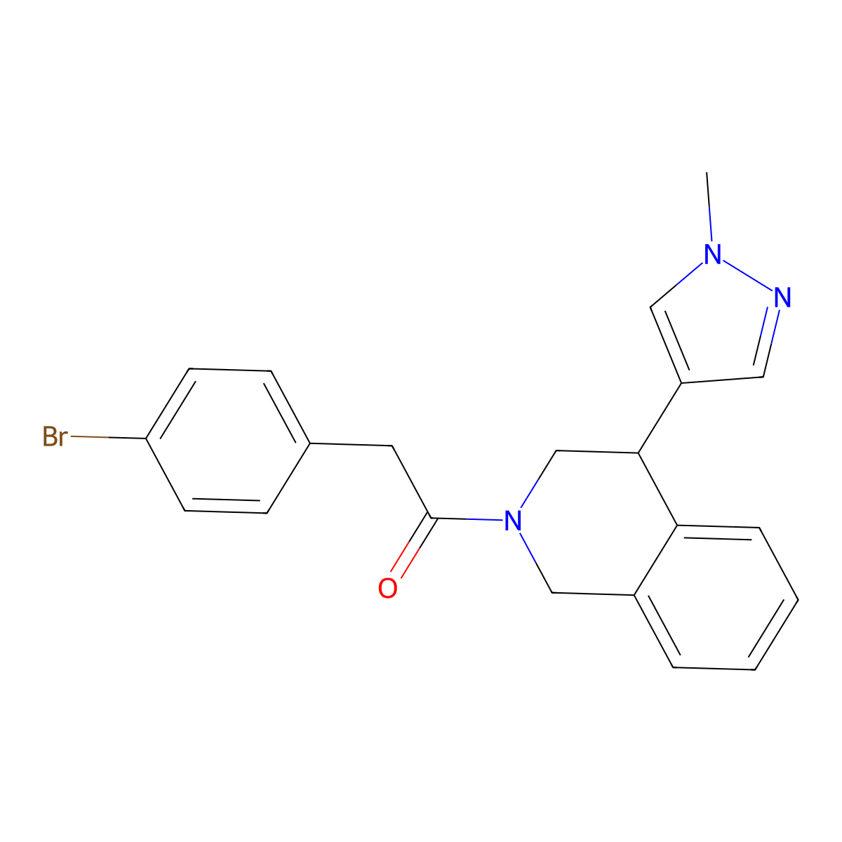 2-(4-bromophenyl)-1-(4-(1-methyl-1H-pyrazol-4-yl)-3,4-dihydroisoquinolin-2(1H)-yl)ethanone molecular structure, CAS 2034337-78-3